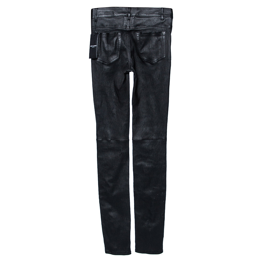 

Saint Laurent Black Lambskin Leather Skinny Pants