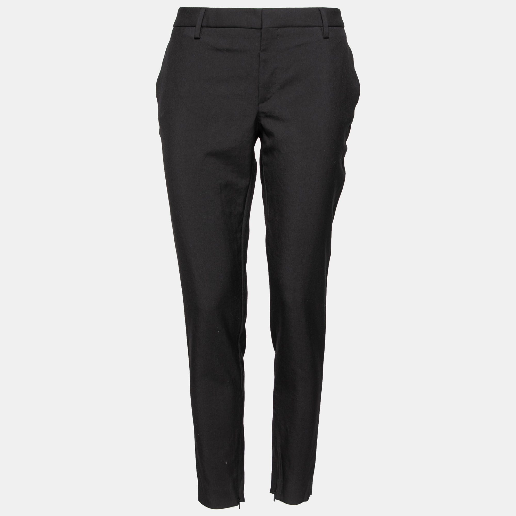 

Saint Laurent Black Wool Zipped Hem Detailed Tapered Pants L