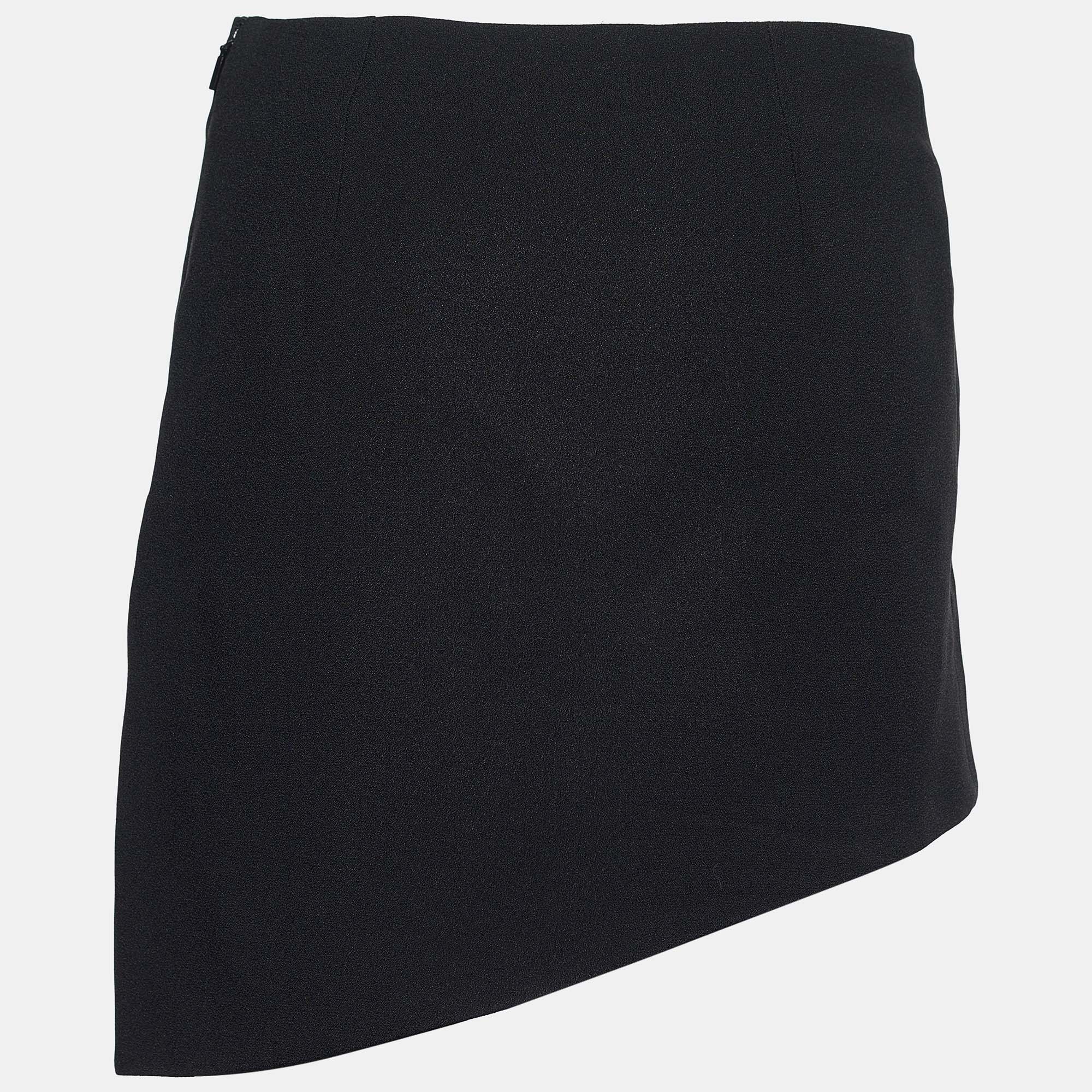 

Saint Laurent Black Crepe Sable Asymmetric Mini Skirt