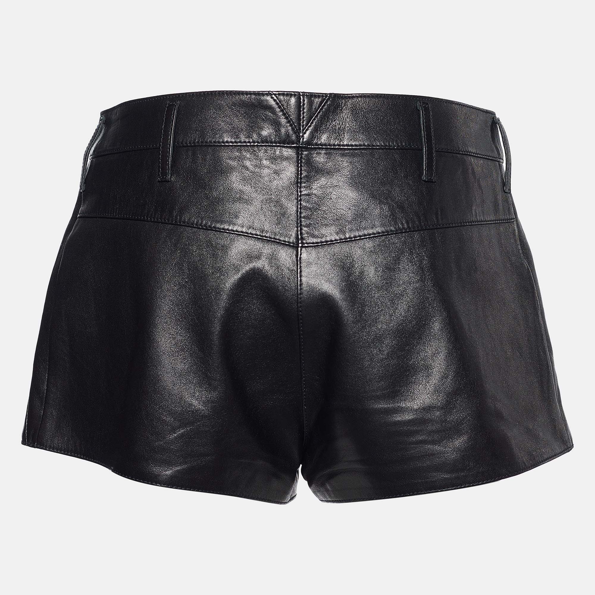 

Saint Laurent Black Leather Shorts
