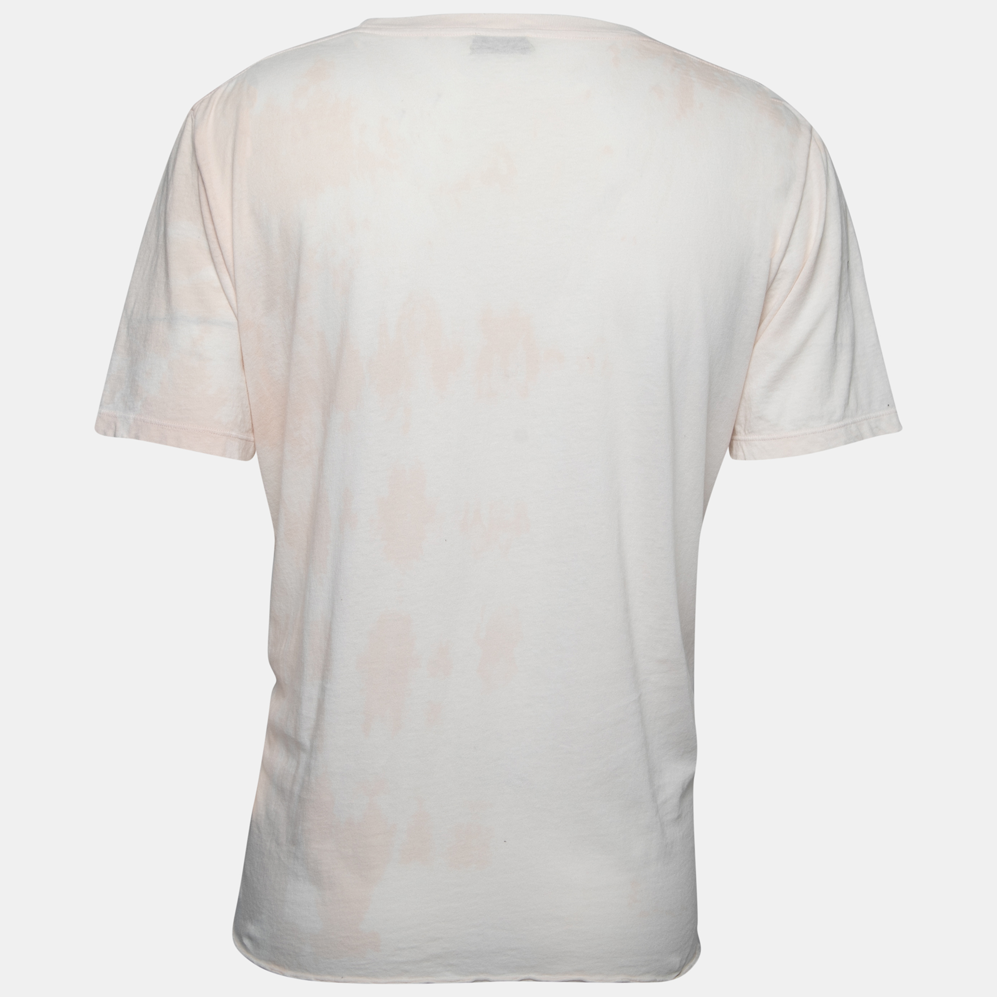 

Saint Laurent Pink Logo Printed Distressed Effect Cotton T-Shirt