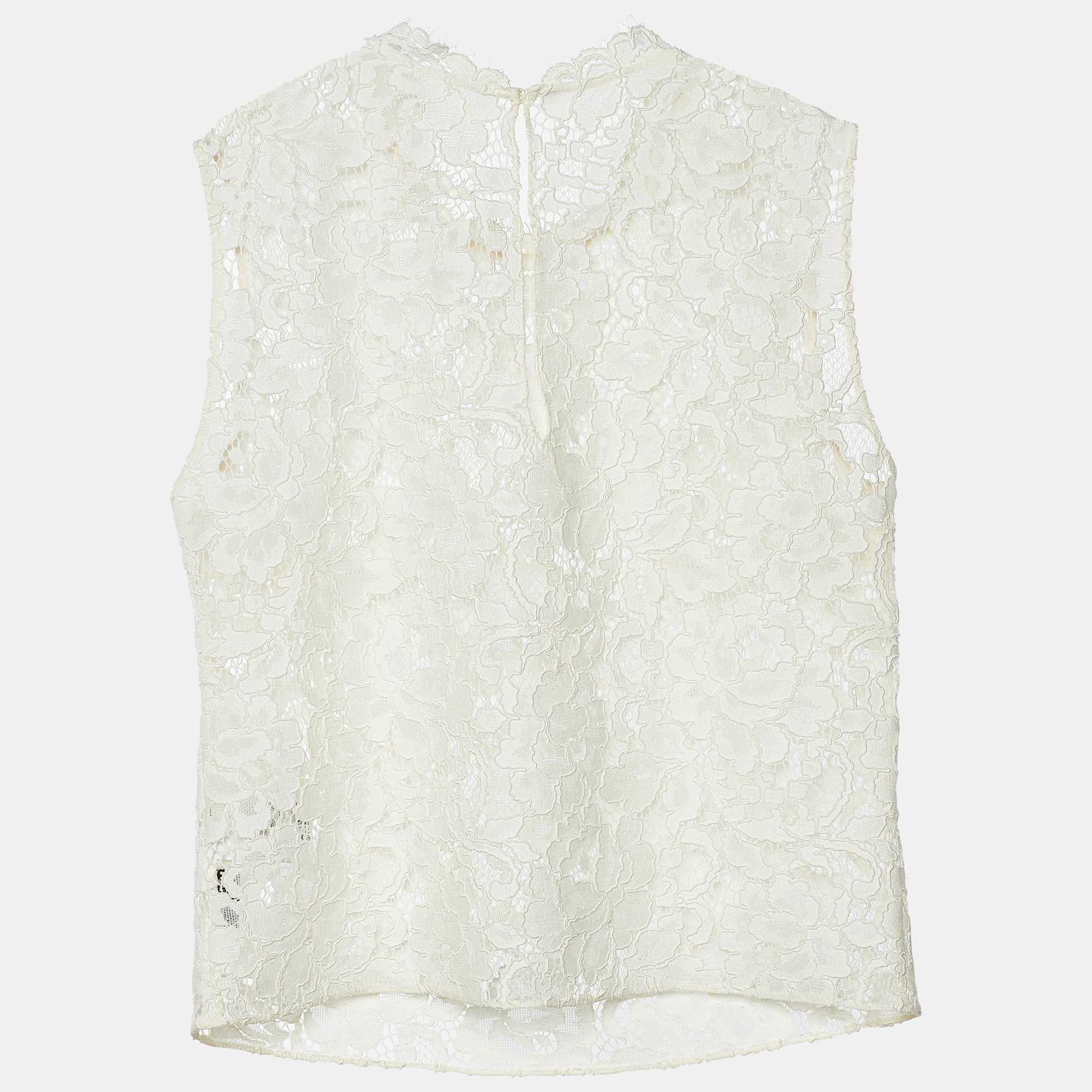 

Saint Laurent White Lace Sleeveless Blouse