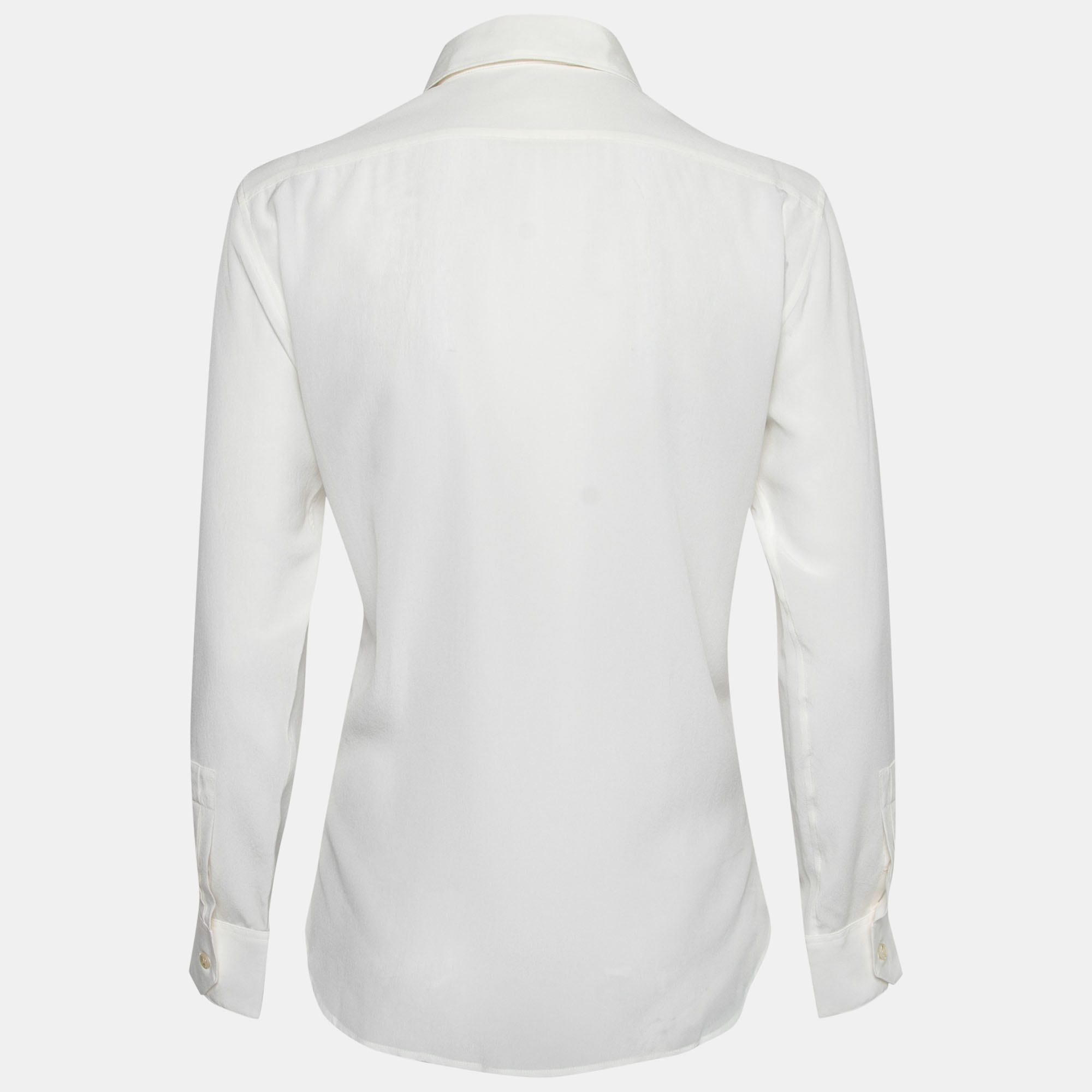 

Saint Laurent Pearl White Crepe de Chine Silk Shirt