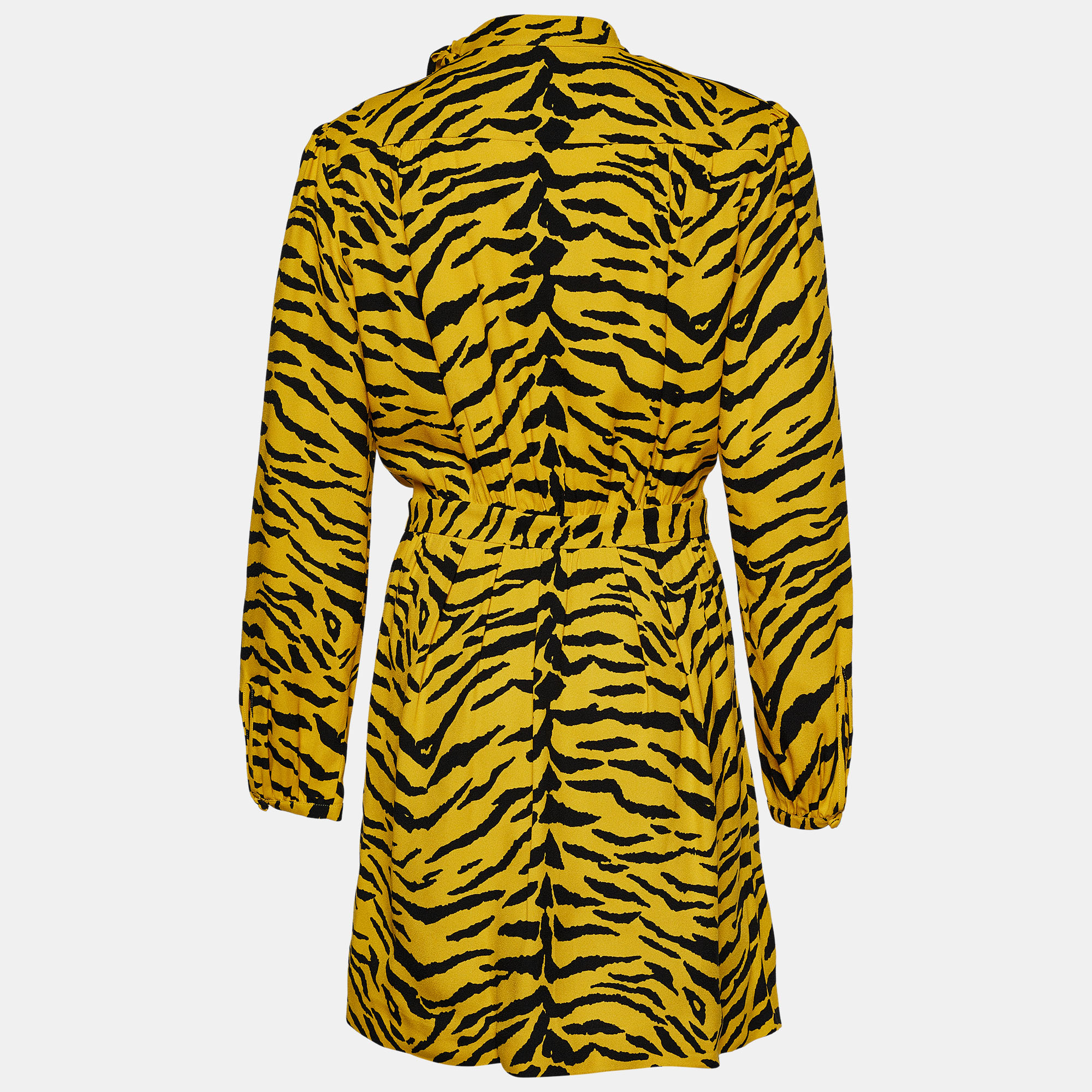 

Saint Laurent Yellow Tiger Print Crepe Mini Dress