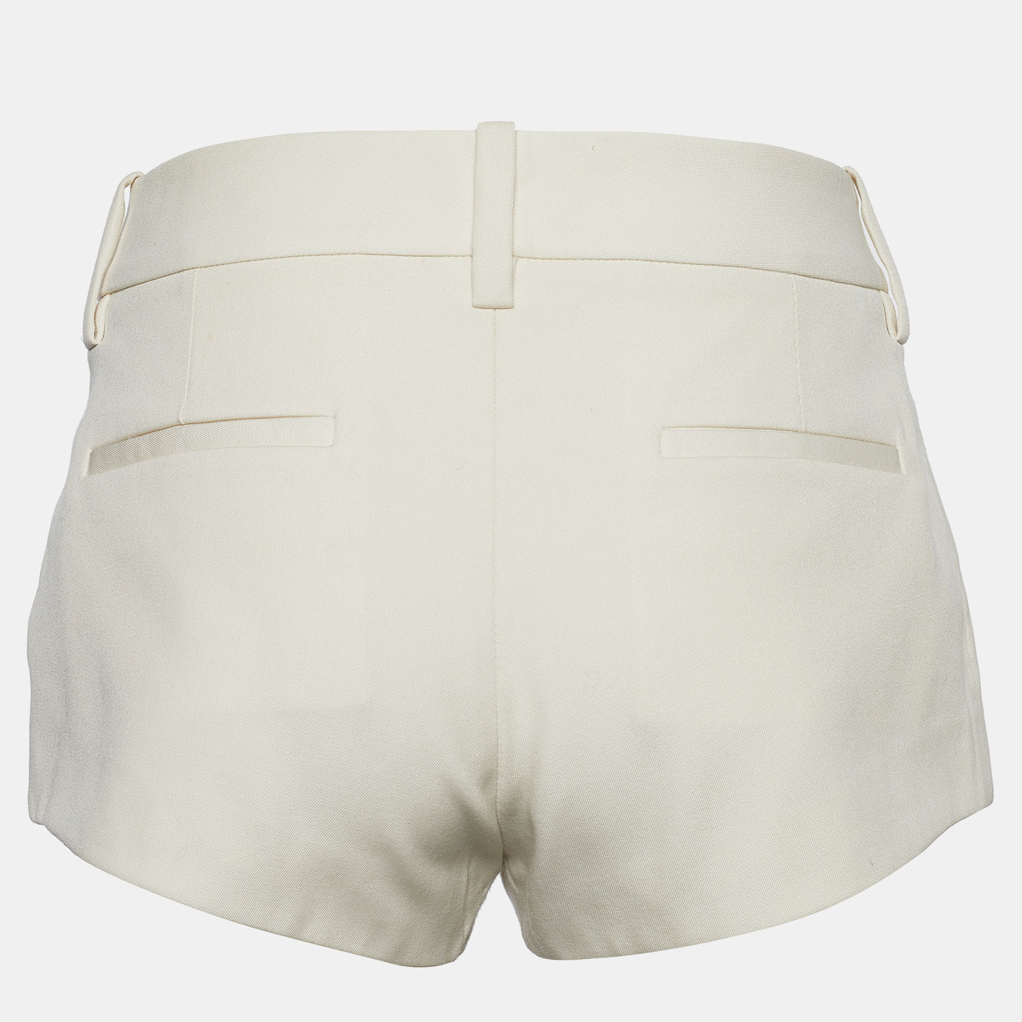 

Saint Laurent Ivory Wool Mini Shorts, White