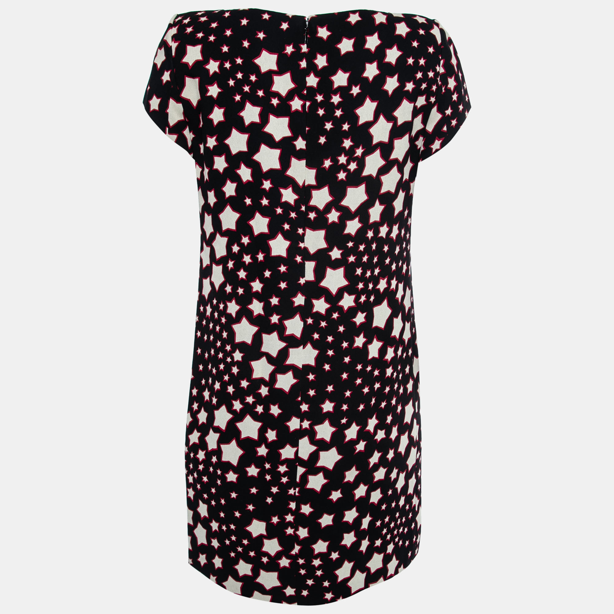 

Saint Laurent Paris Star Print Crepe Mini Dress, Black