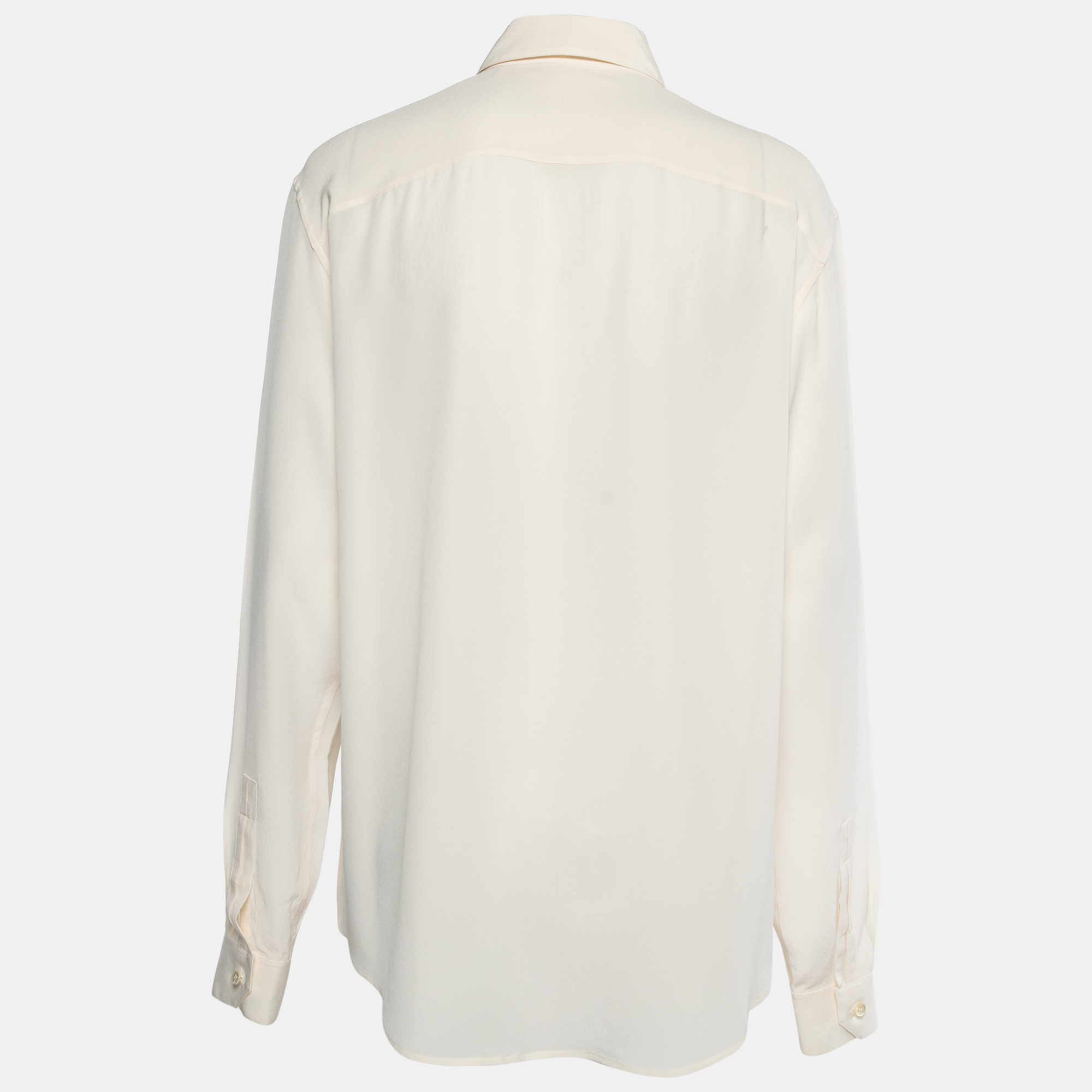 

Saint Laurent Cream Silk Chiffon Button Front Shirt