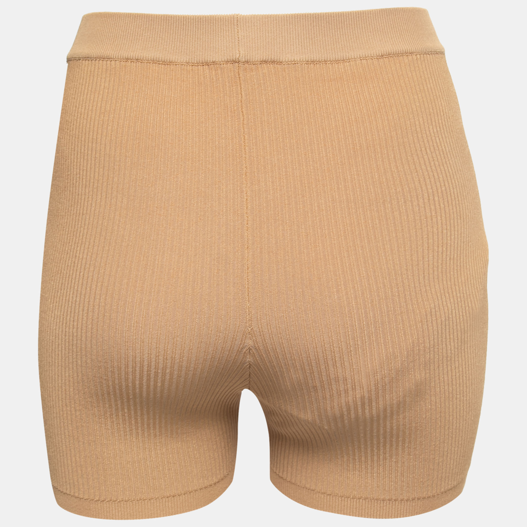 

Saint Laurent Beige Rib Knit Mini Rider Shorts