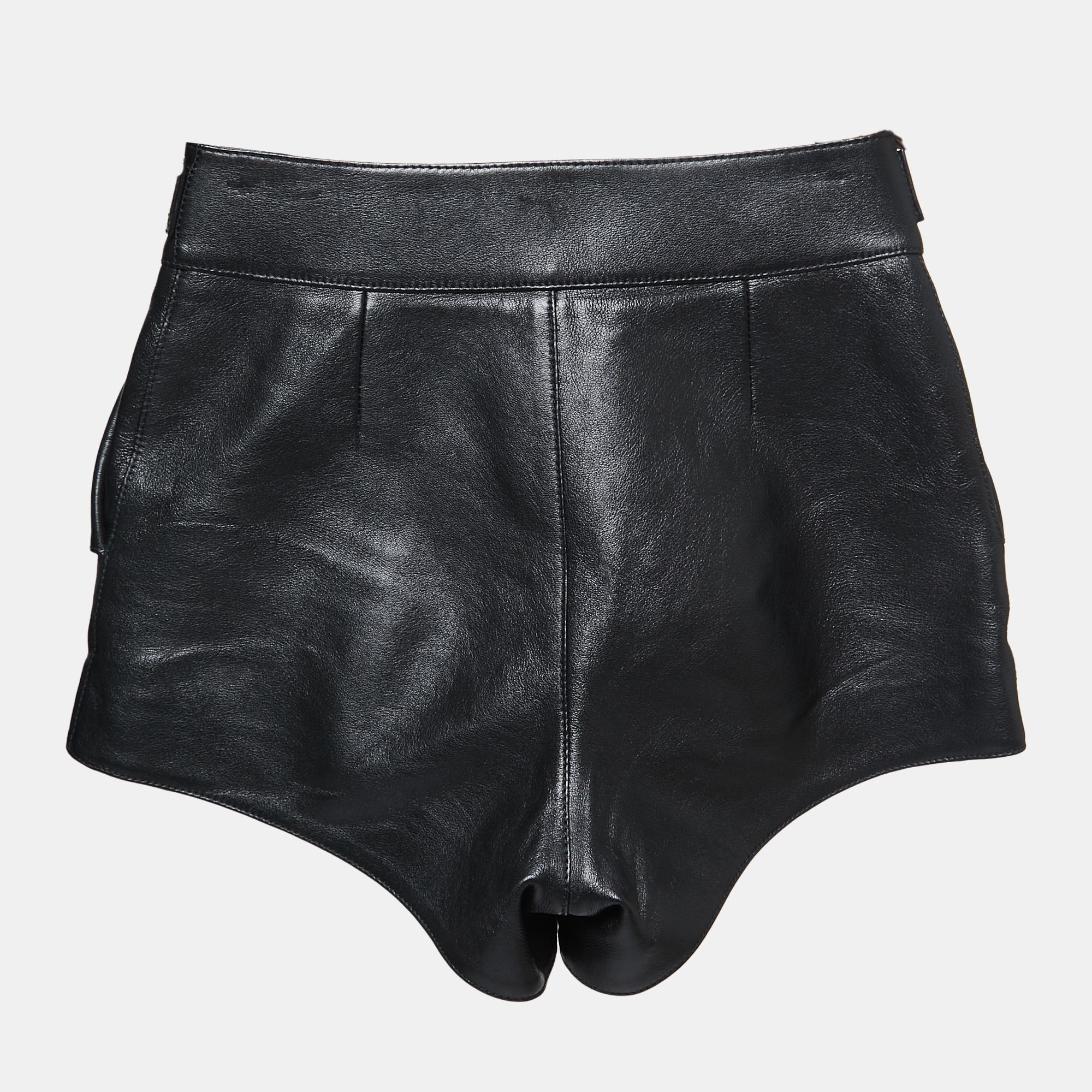 

Saint Laurent Black Lambskin Leather Mini Shorts