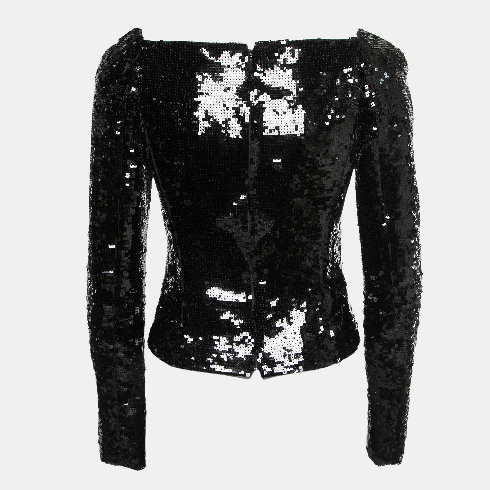 

Saint Laurent Black Sequined Plunge Neck Top