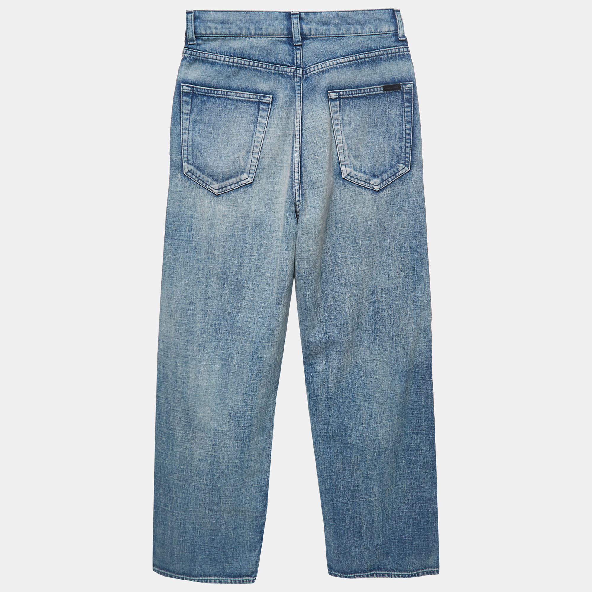

Saint Laurent Paris Blue Washed Denim High Waist Jeans  Waist 28