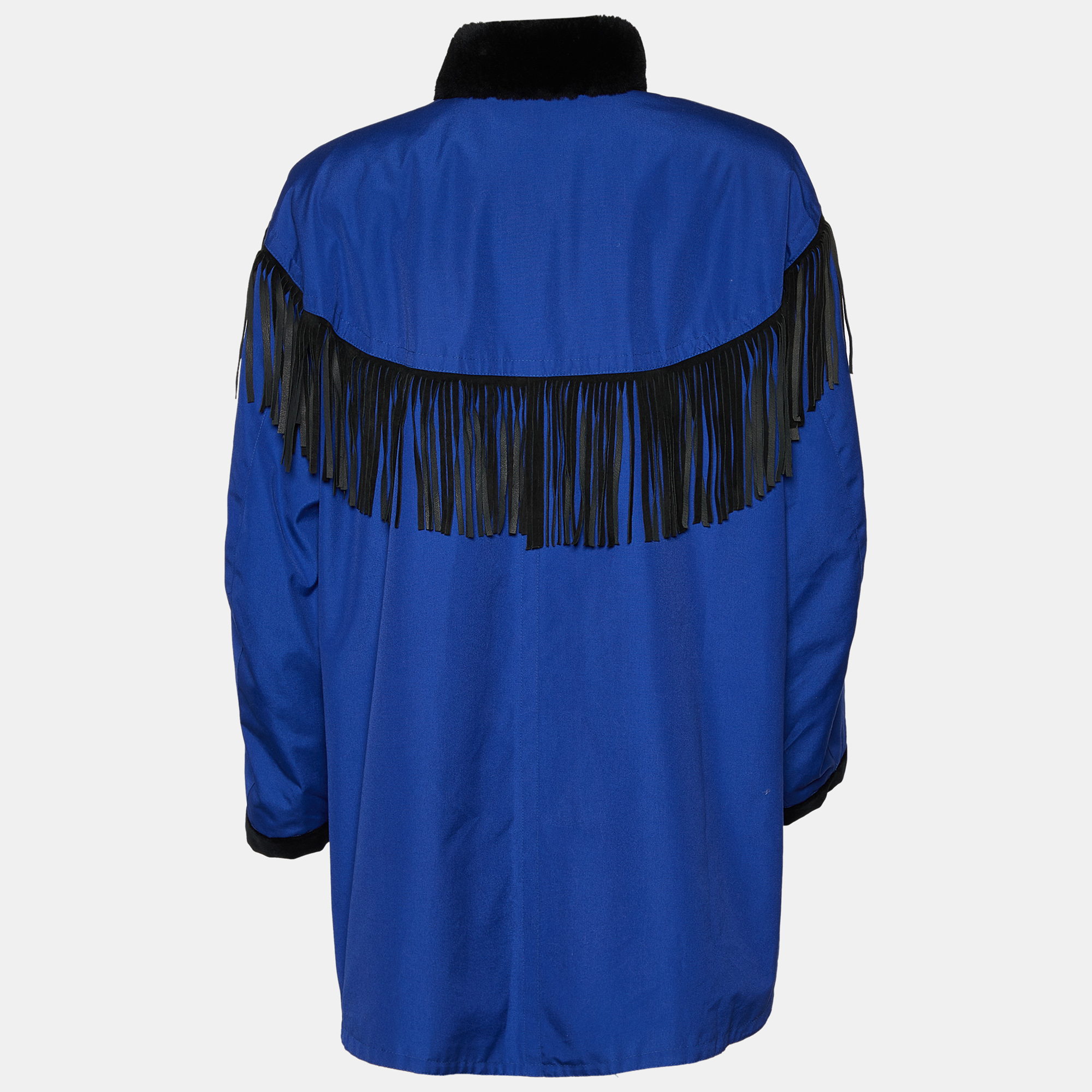 

Yves Saint Laurent Furrures Blue Cotton Fur Lined Button Front Jacket