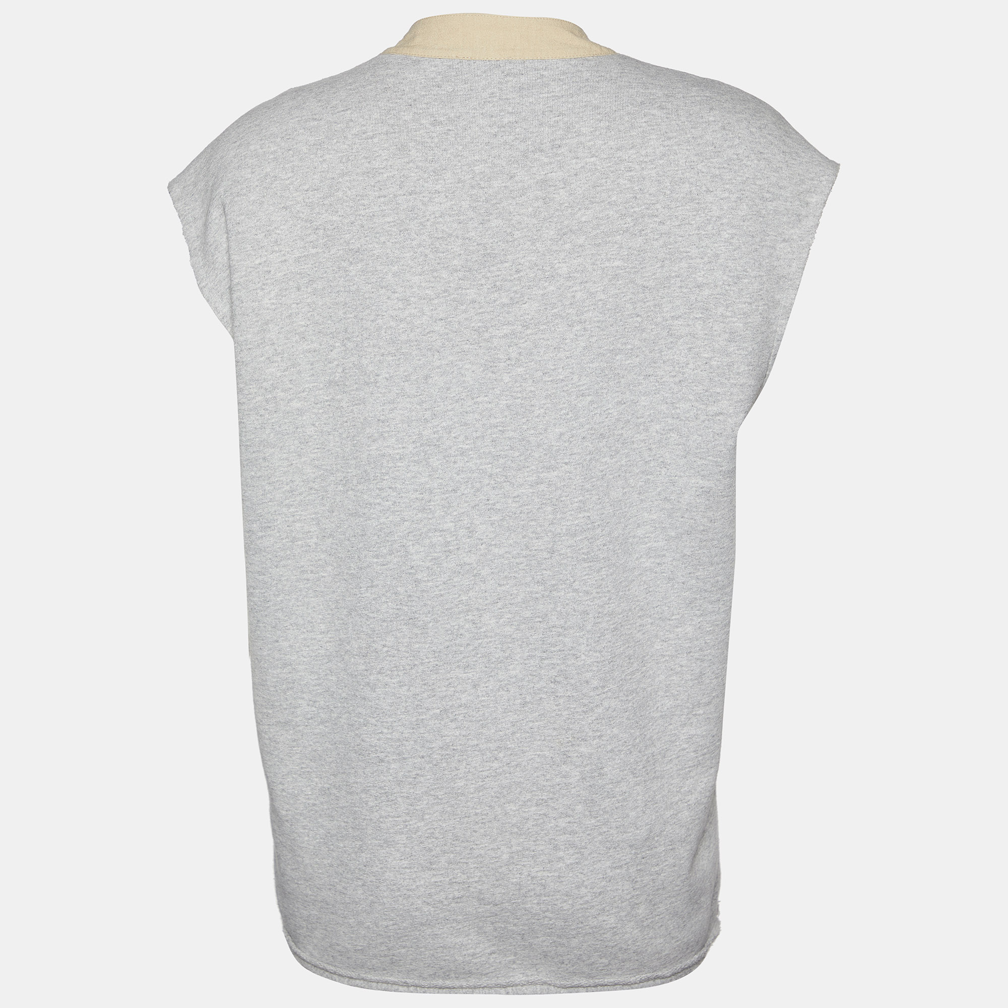

Saint Laurent Grey Cotton Knit Sleeveless T-Shirt