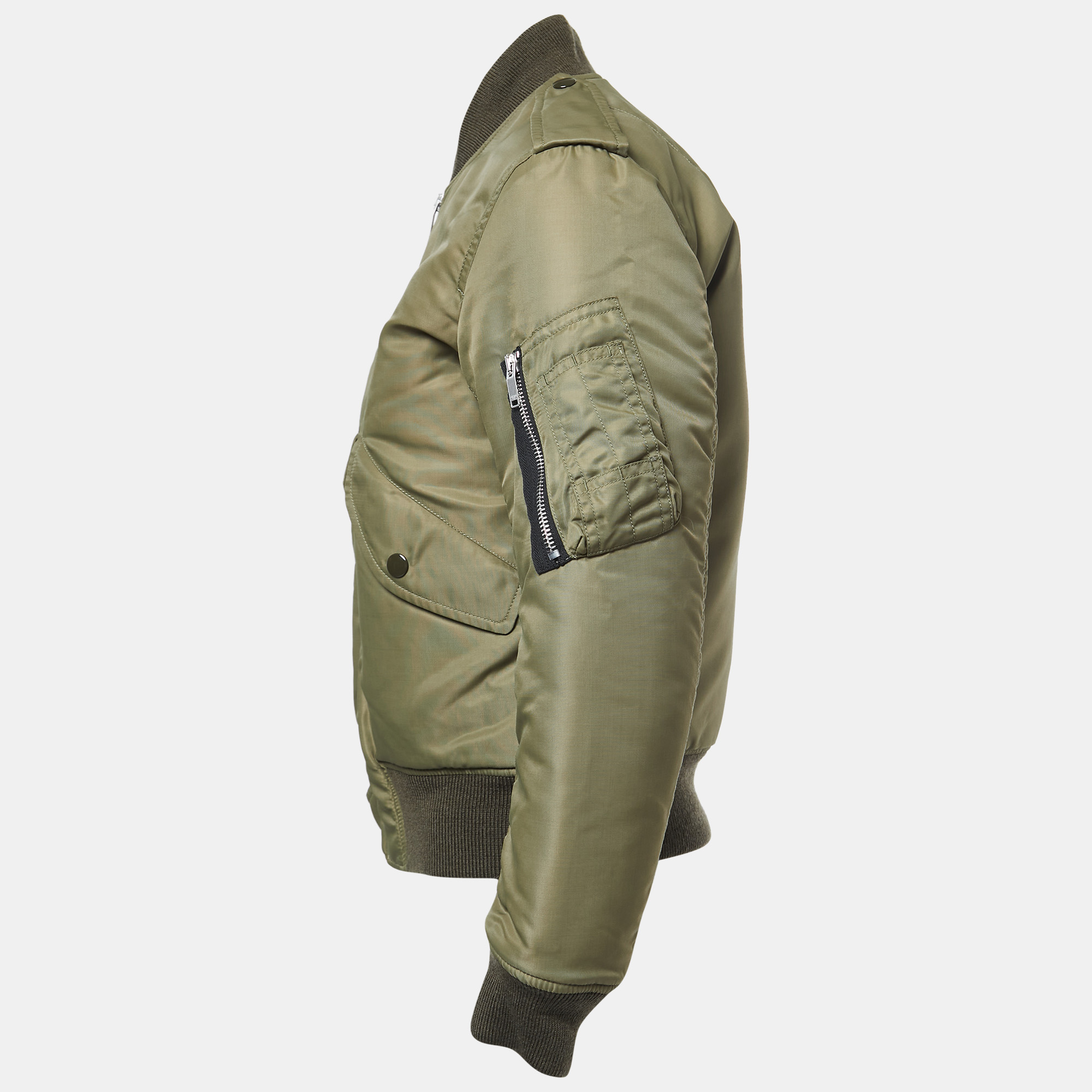

Saint Laurent Military Green Nylon Zip Front Jacket