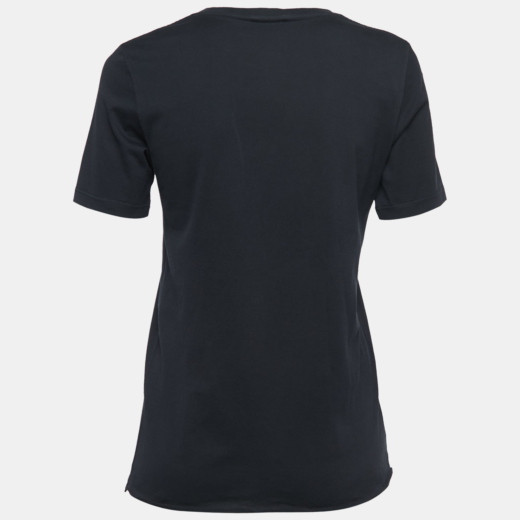 

Saint Laurent Black Logo Print Cotton Half Sleeve T-Shirt