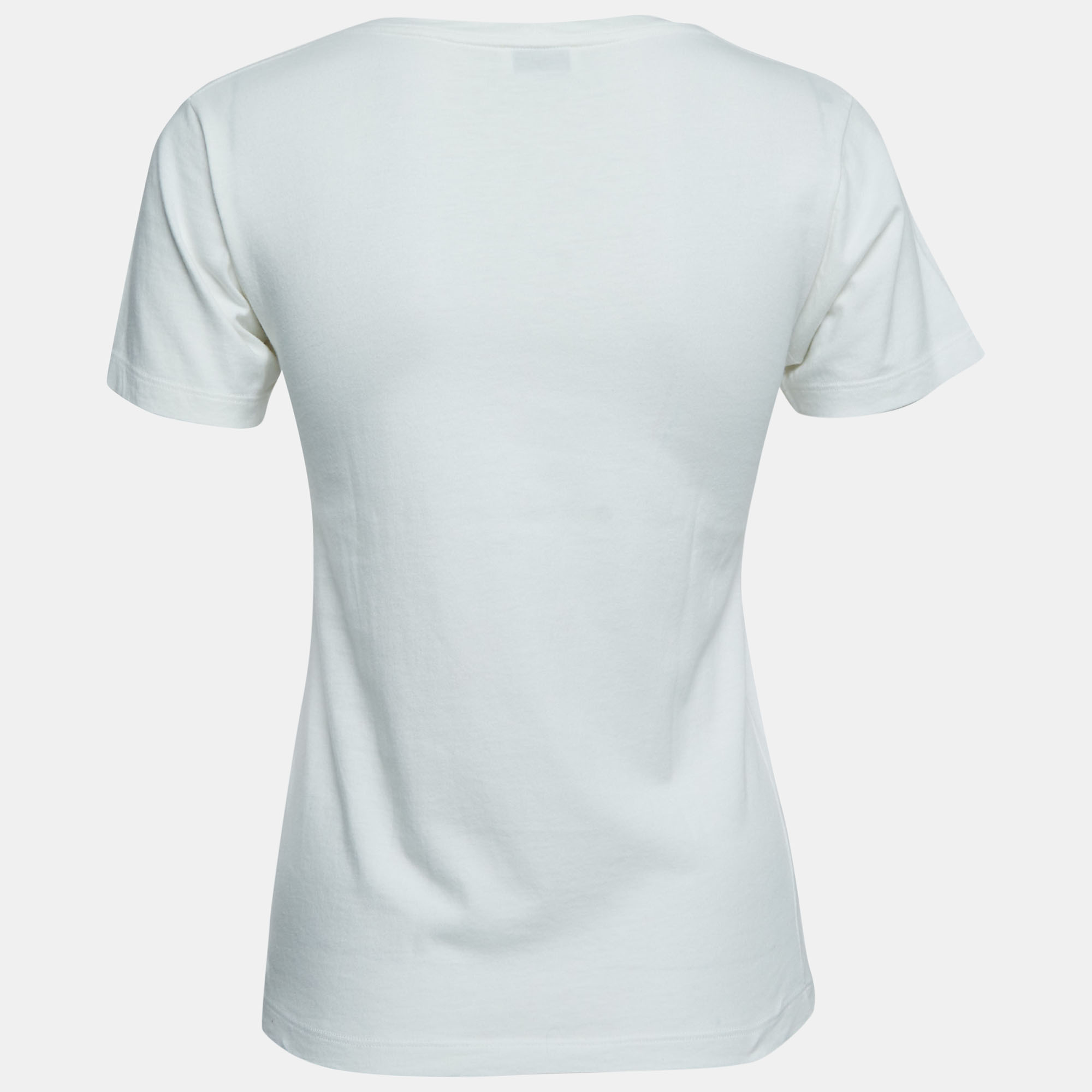 

Saint Laurent White Cotton Logo Printed Cotton Knit T-Shirt