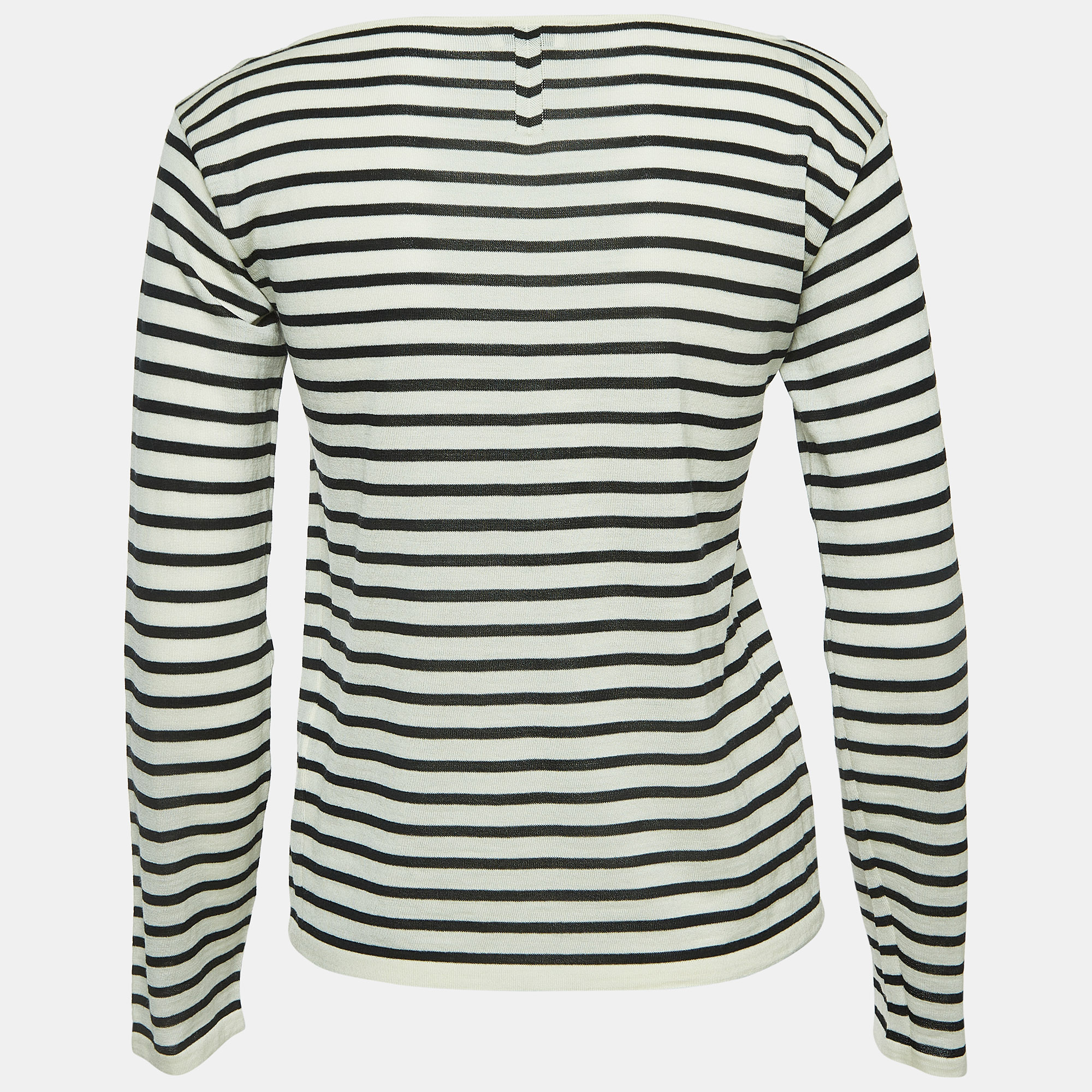 

Saint Laurent Paris Cream Striped Wool Long Sleeve T-Shirt