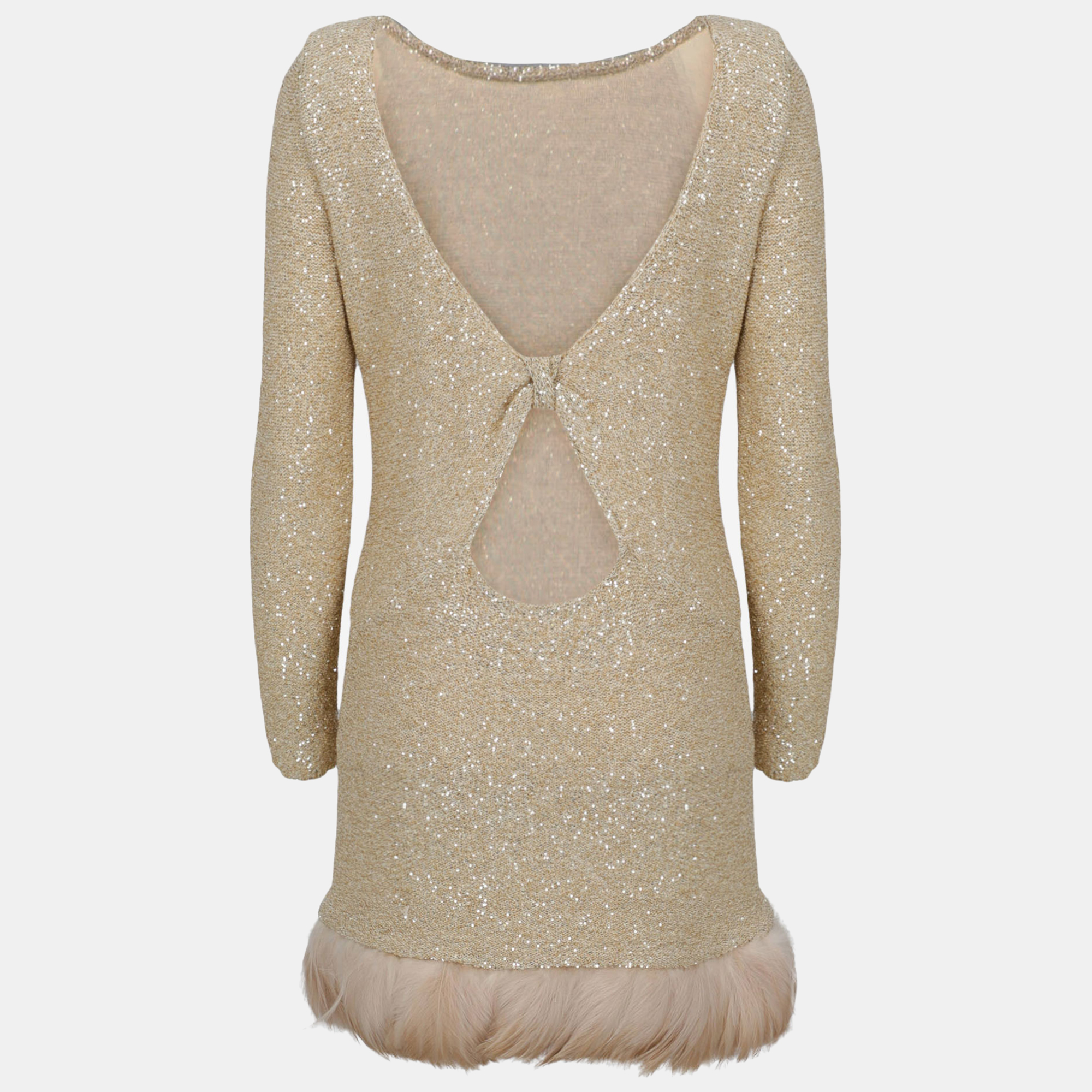 

Saint Laurent Women' Fabric Mini Dress - Gold