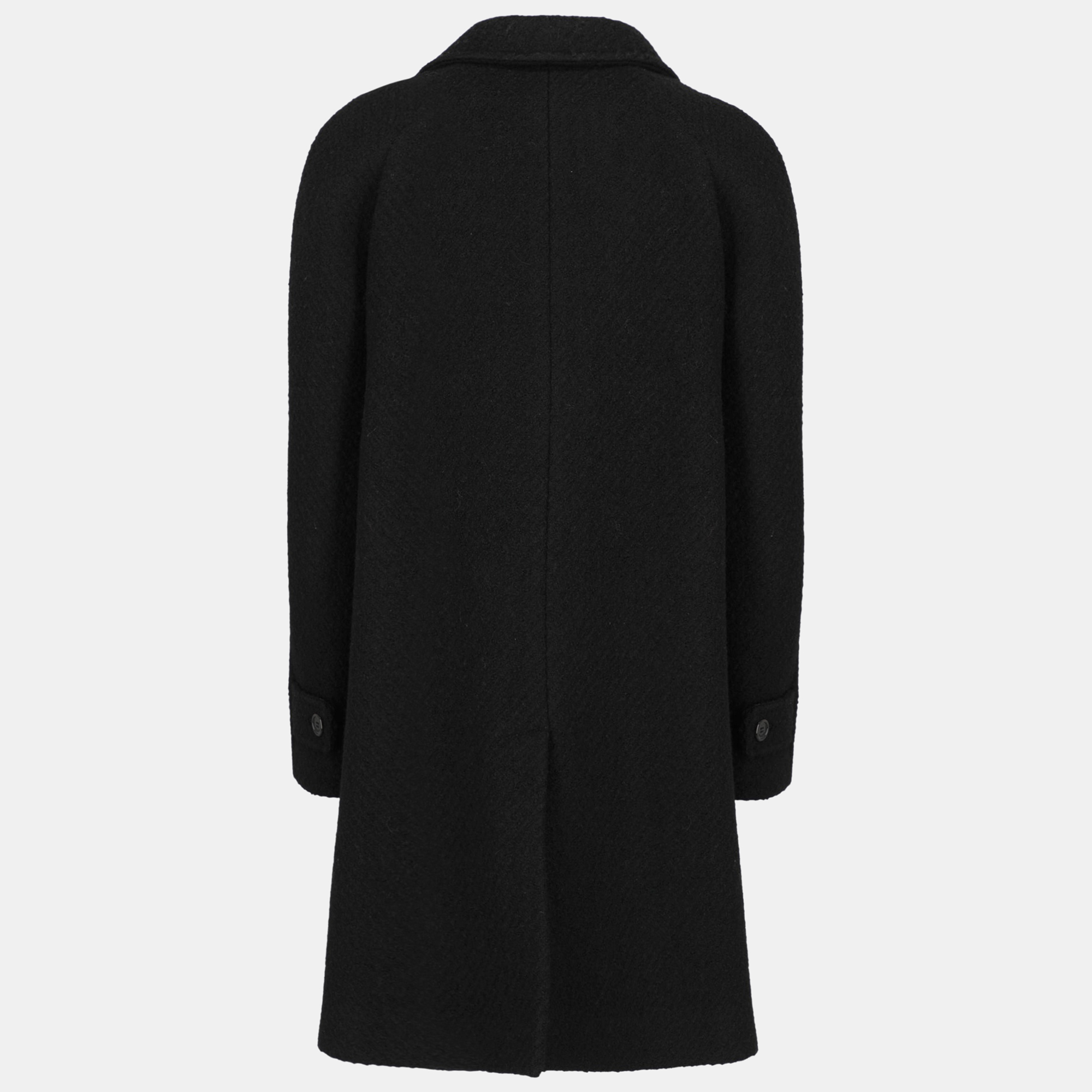

Saint Laurent Women's Wool Single Breasted Coat - Black