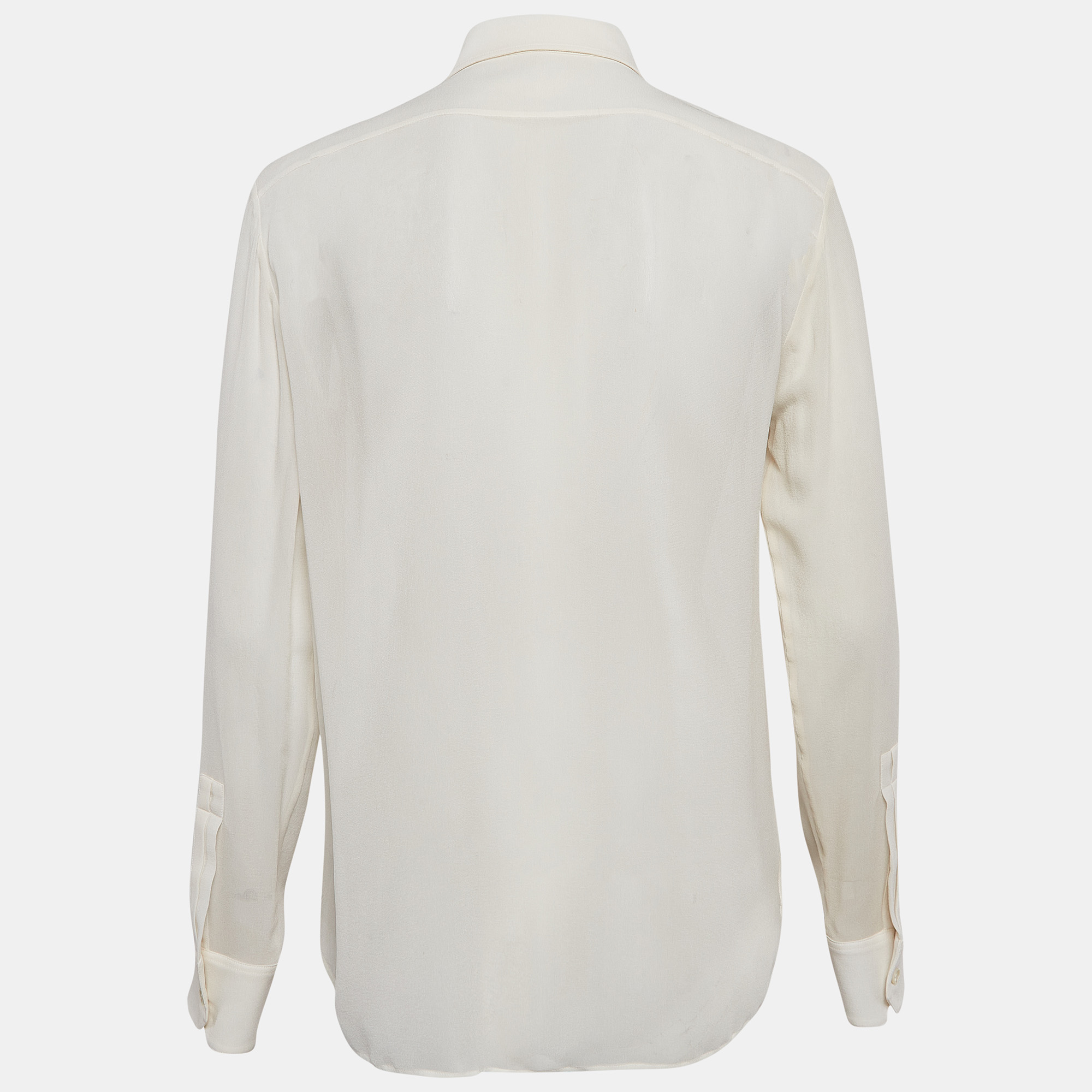 

Saint Laurent Off-White Silk Ruffle Detail Shirt Blouse