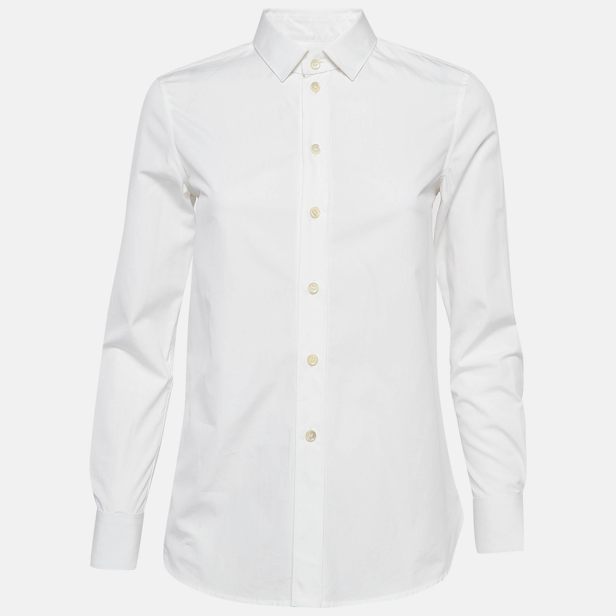 Saint Laurent White Cotton Full Sleeve Shirt S