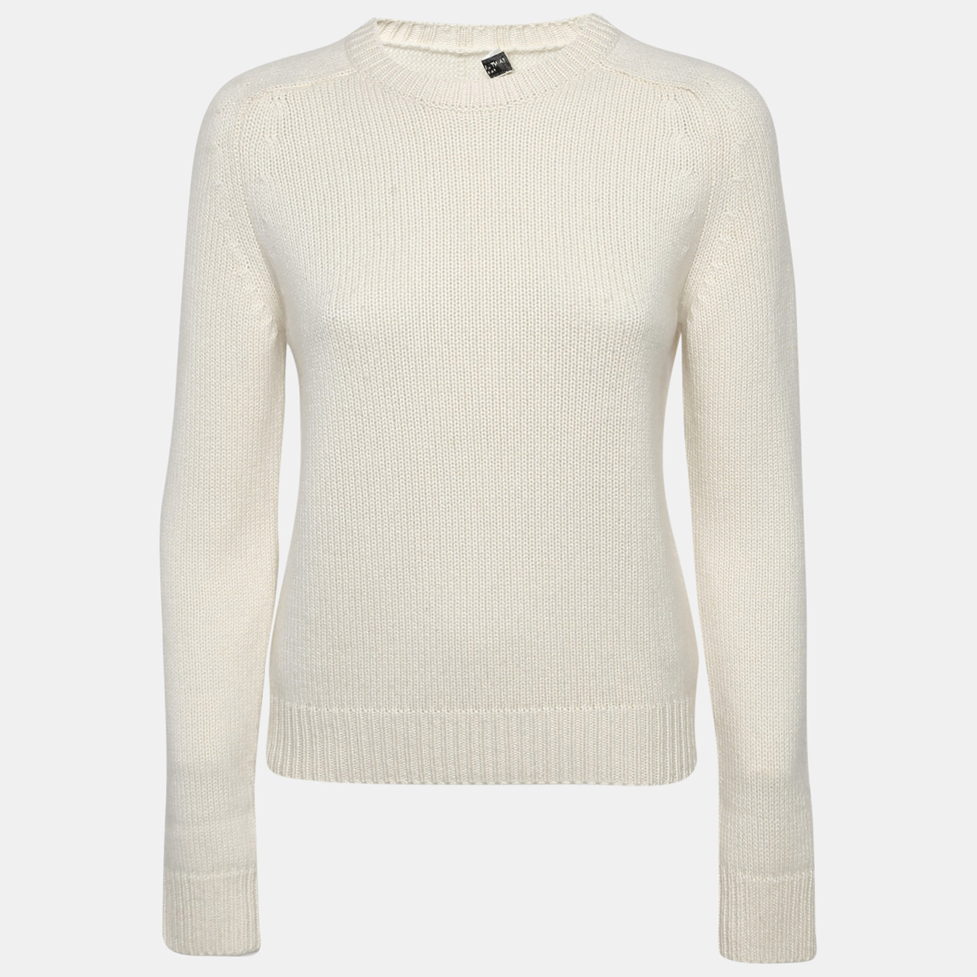 Pre-owned Saint Laurent Cream Cashmere Knit Sweater Xs