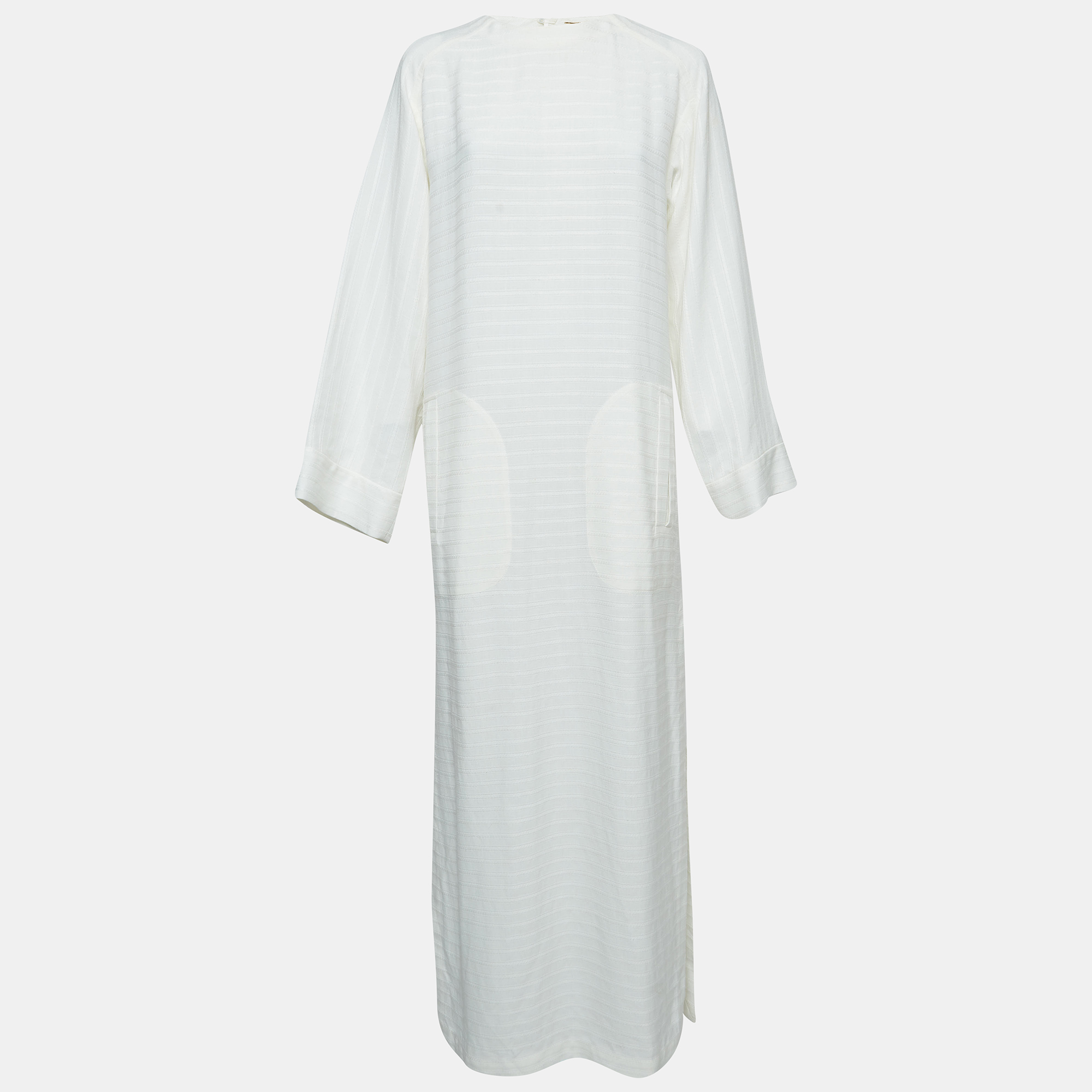 

Saint Laurent Paris White Linen Blend Long Tent Dress