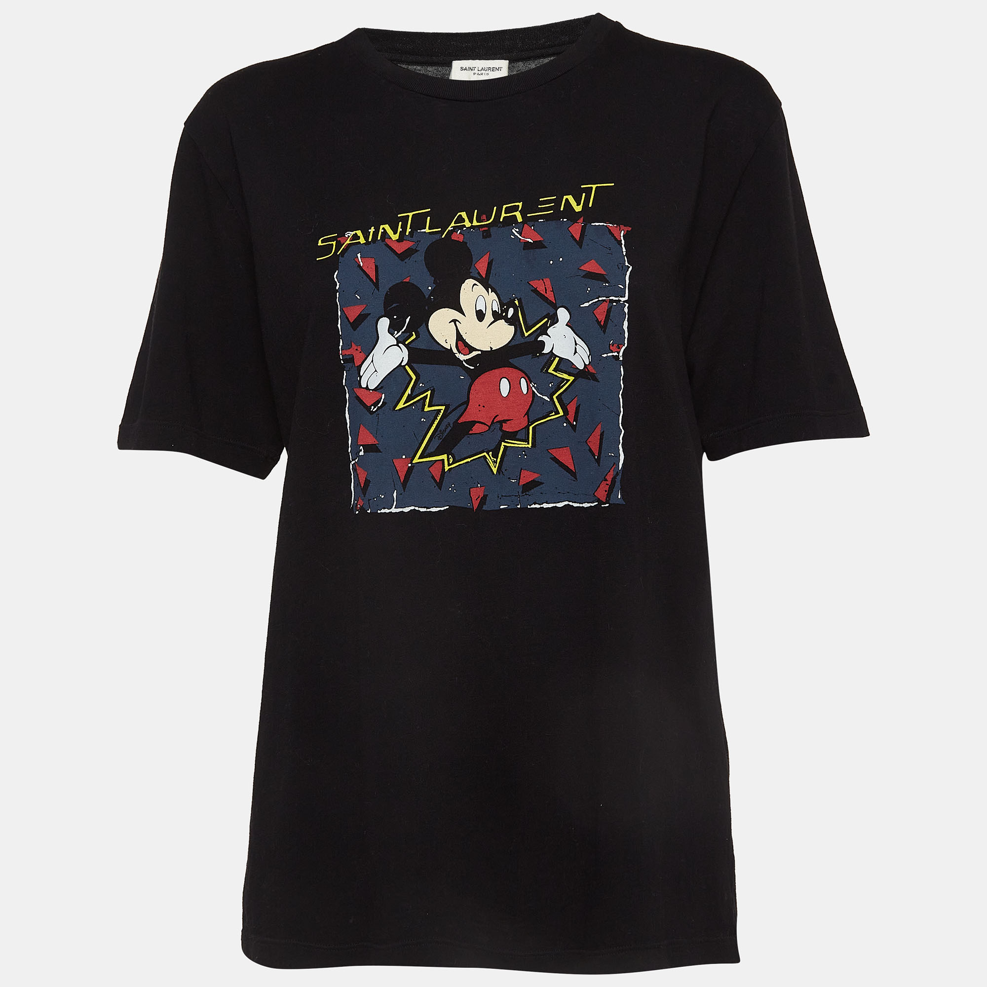 

Saint Laurent Paris x Disney Black Mickey Mouse Print Cotton Knit Tshirt