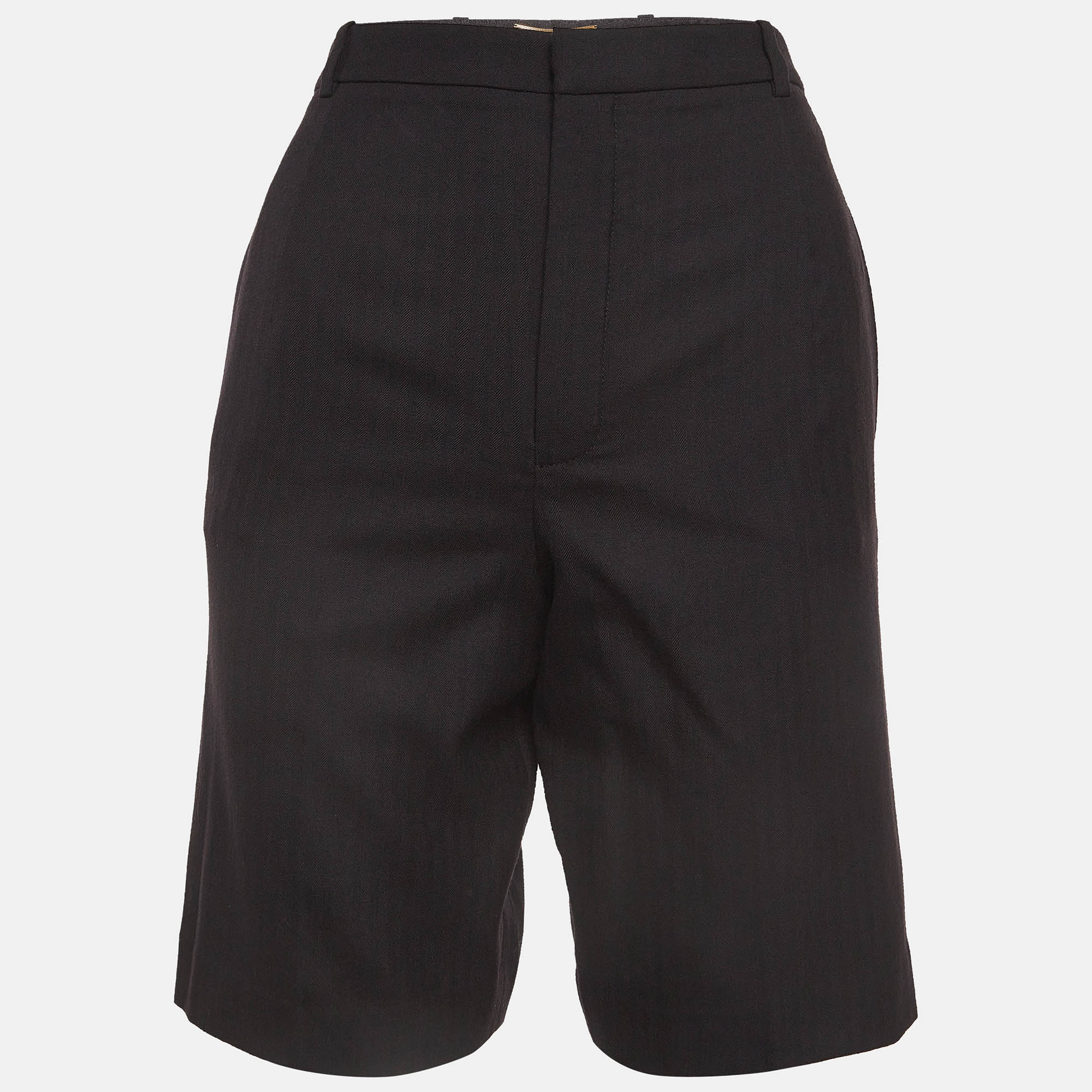 Pre-owned Saint Laurent Black Wool Twill Chino Shorts S