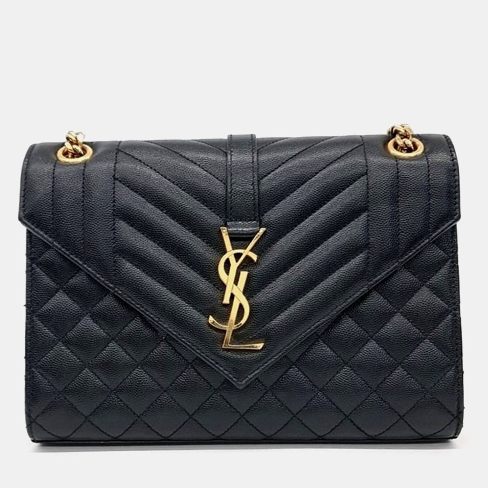 

Saint Laurent Envelope Chain Shoulder Bag, Black