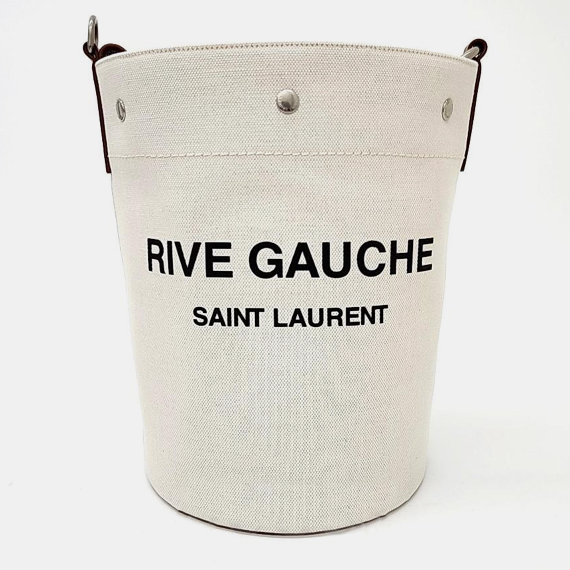 

Saint Laurent White Leather Rive Gauche Bucket Bag