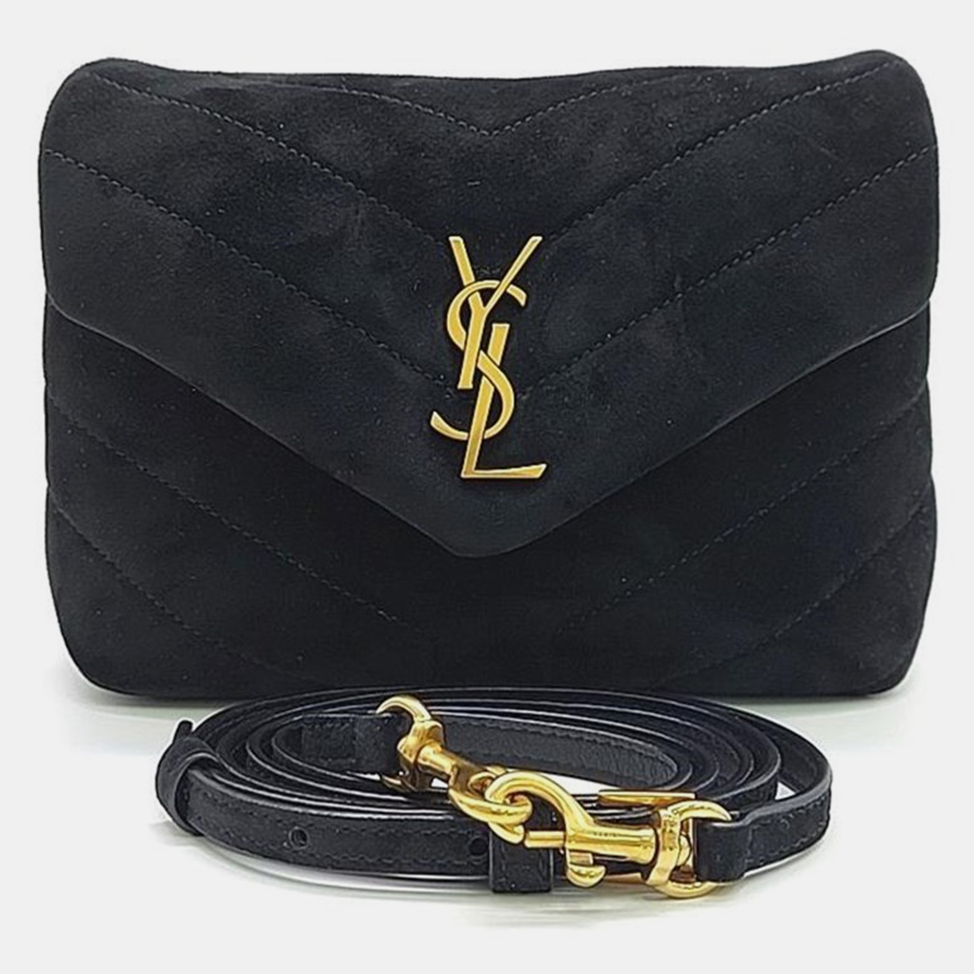 

Saint Laurent Suede Monogram Lulu Toy Crossbody Bag, Black