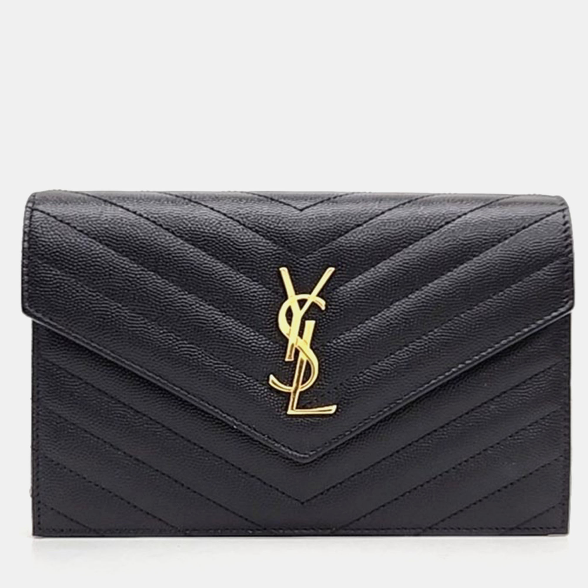 

Saint Laurent Envelope Chain Shoulder Bag, Black