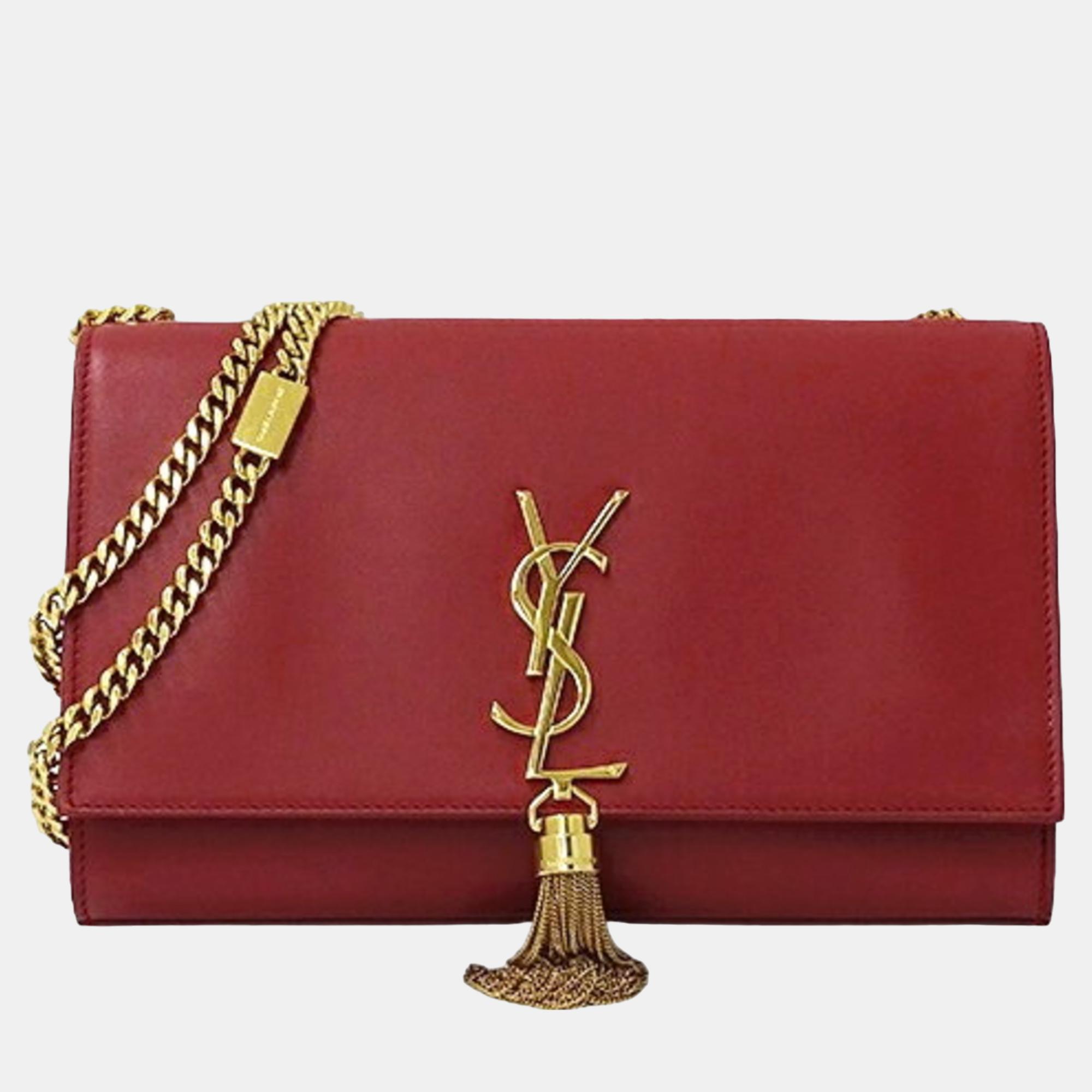 

Saint Laurent Paris Red Leather Medium Kate Shoulder Bag