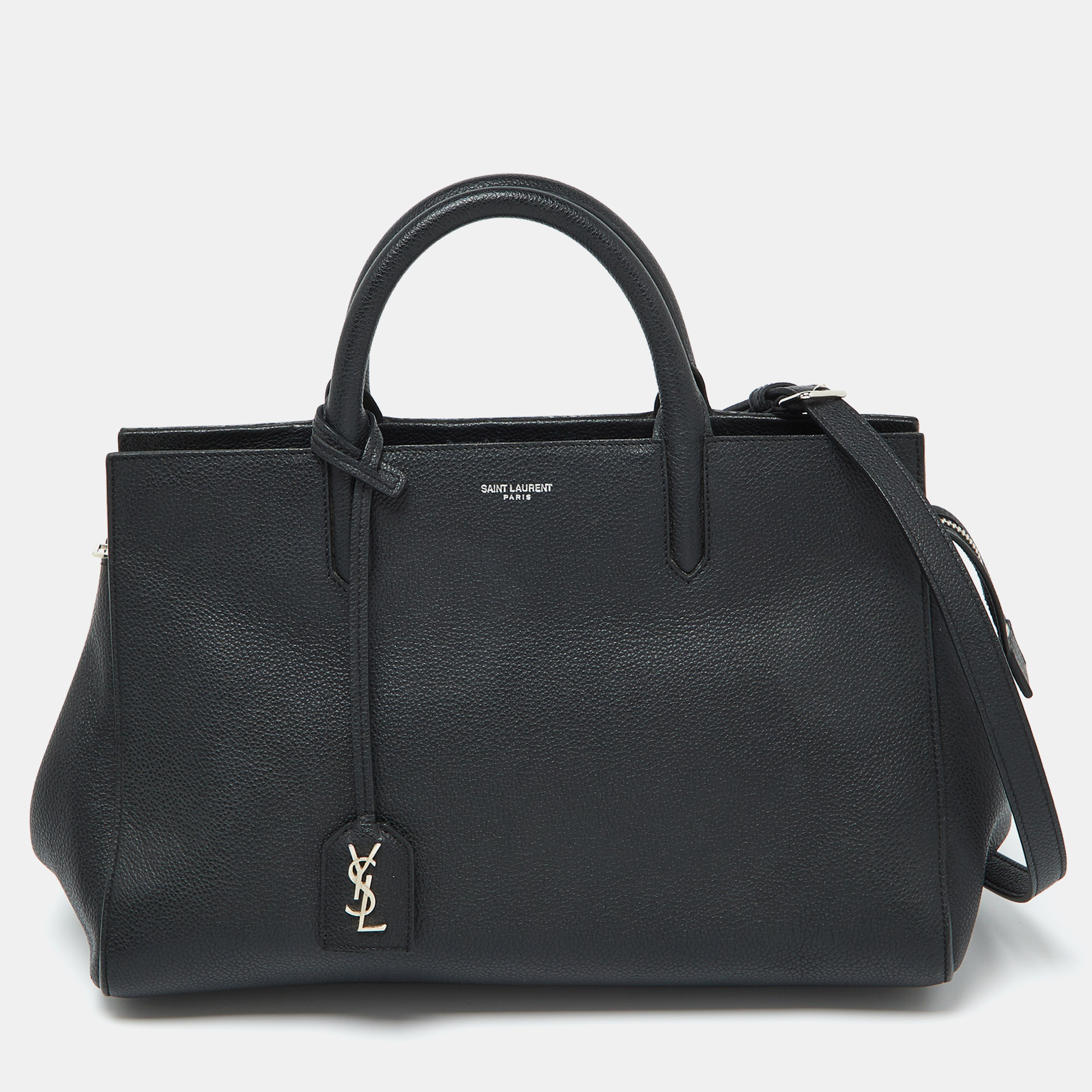 

Saint Laurent Black Leather Small Cabas Rive Gauche Tote