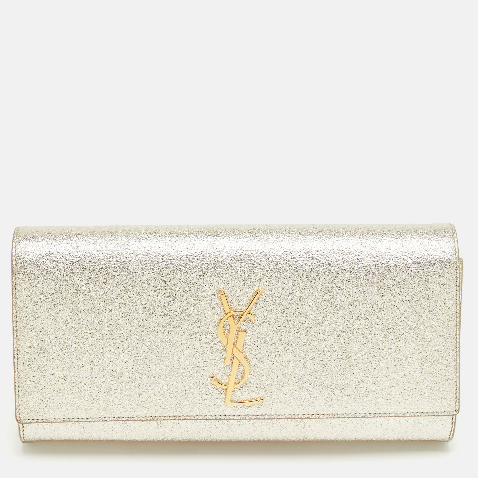 

Saint Laurent Gold Leather Kate Clutch