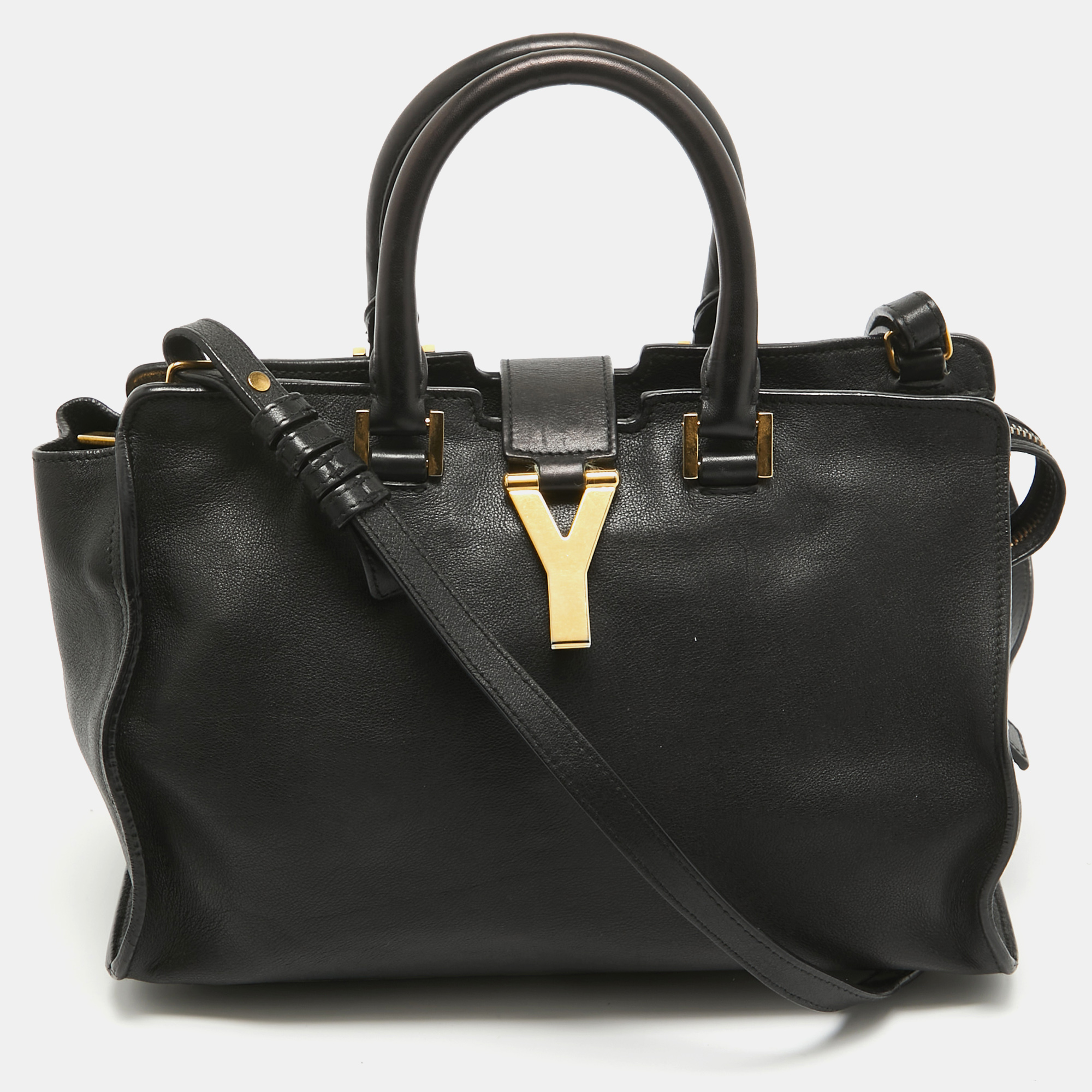 

Saint Laurent Black Leather  Cabas Chyc Tote