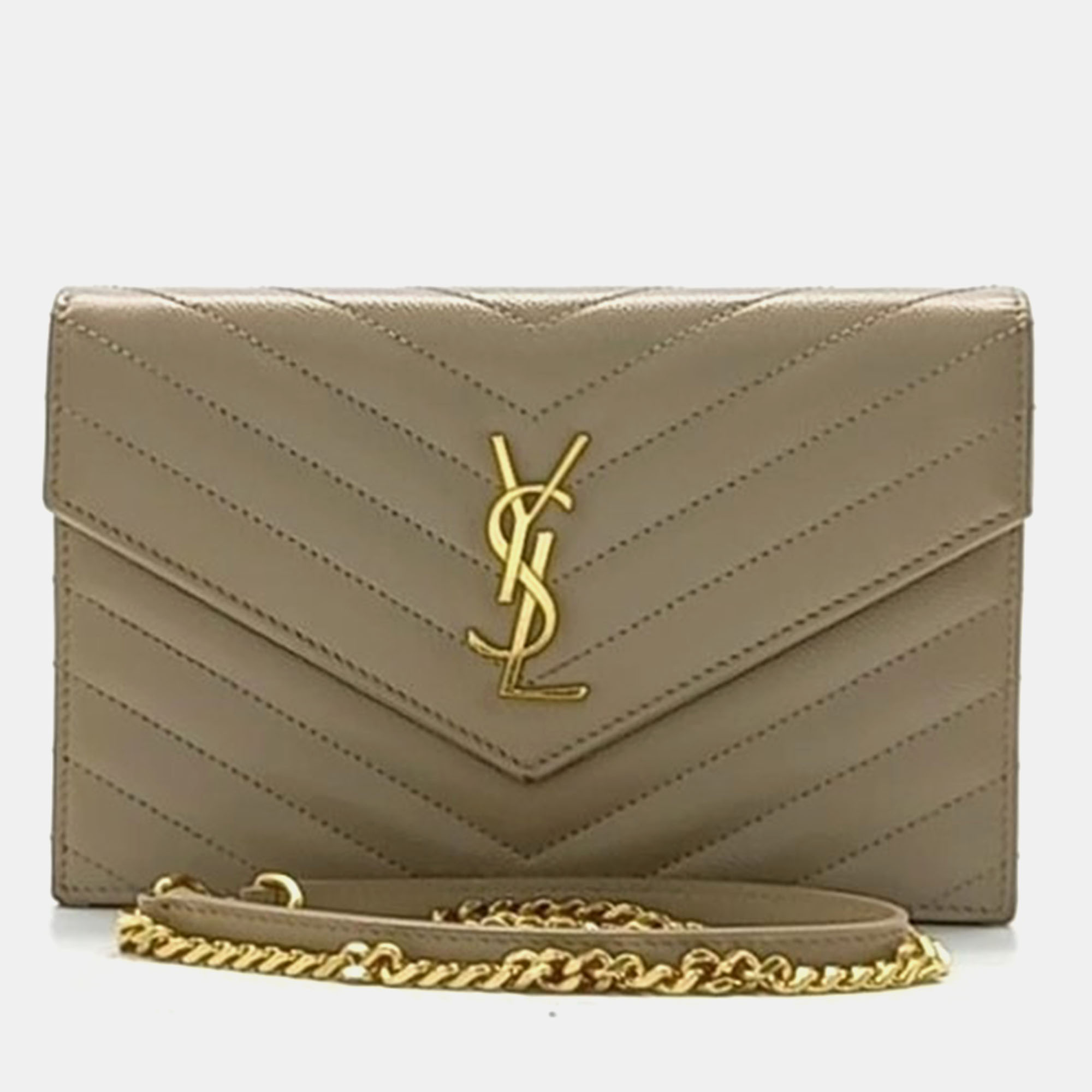 

Saint Laurent Cassandra Mini Crossbody Bag, Beige