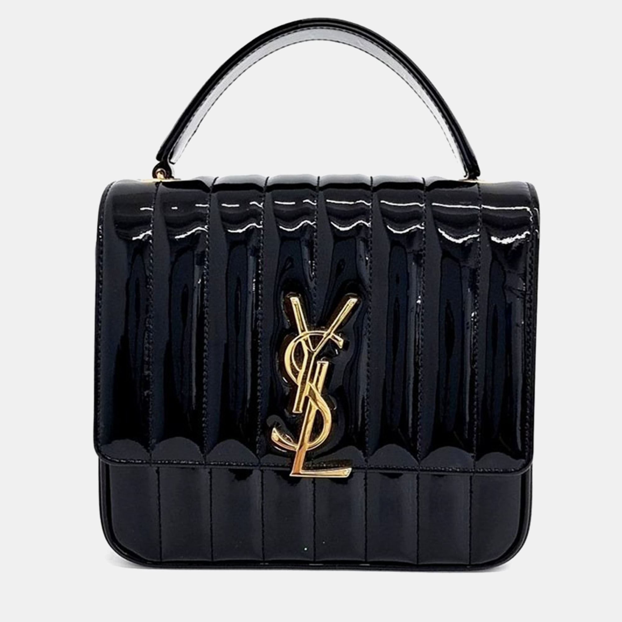 

Saint Laurent Patent Vicky Bag, Black