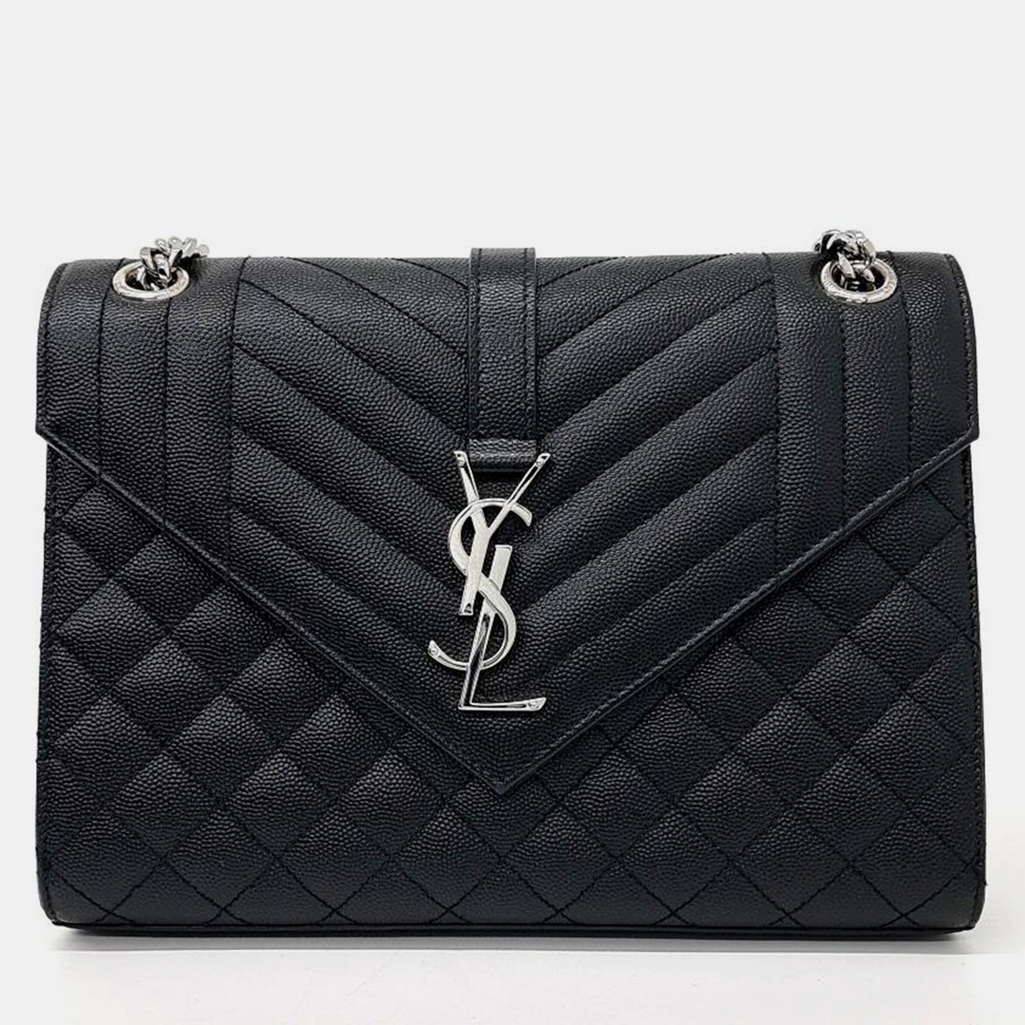 

Saint Laurent Envelope Chain Shoulder Bag, Black