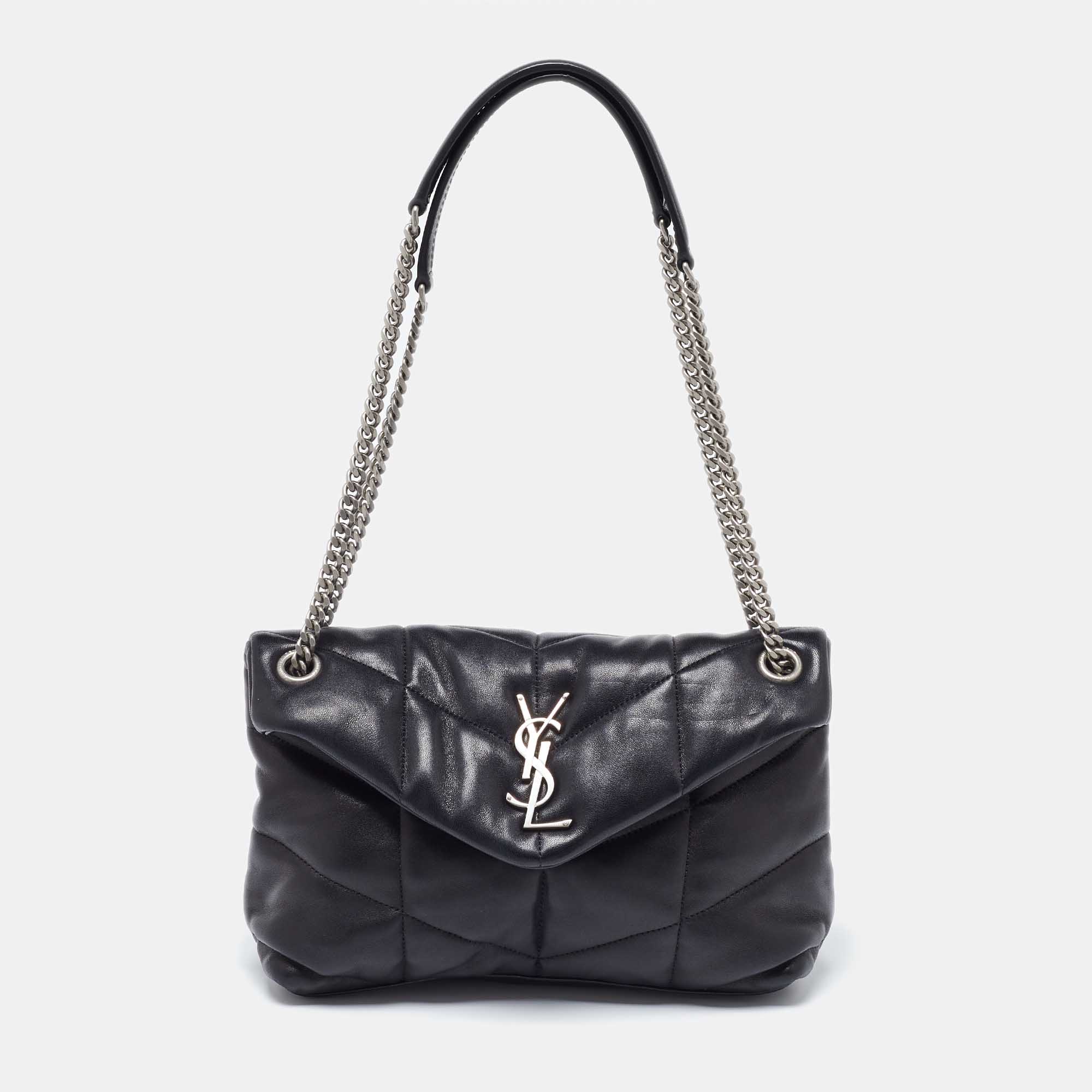 

Saint Laurent Black Quilted Leather Small Loulou Puffer Shoulder Bag