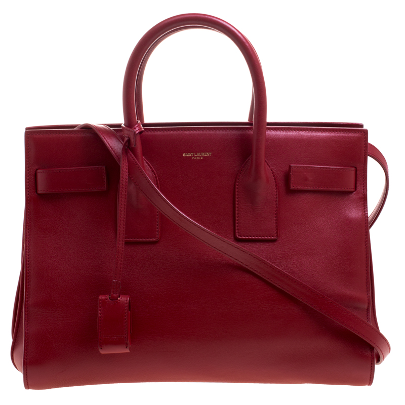 SAINT LAURENT PARIS トートバッグ 赤 2137125Y0008 Saint Laurent Paris Red Leather Small Classic Sac De Jour