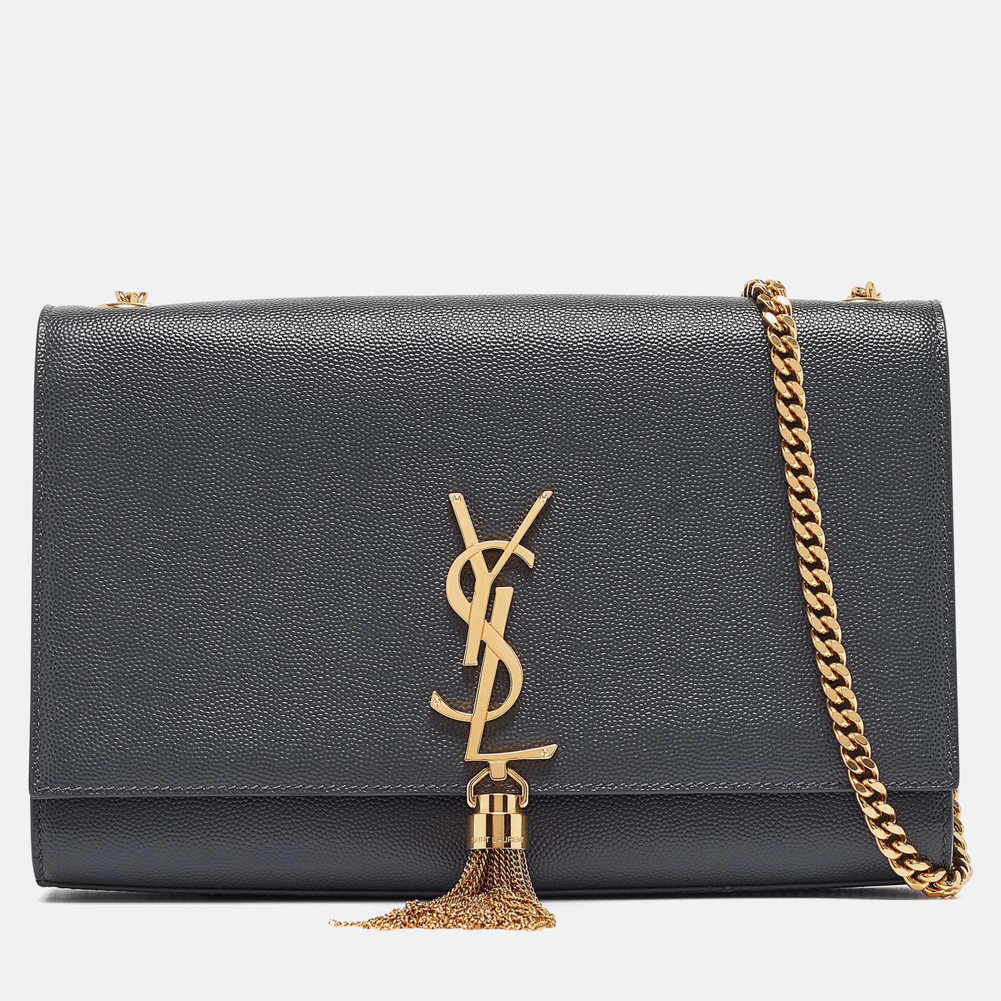 

Saint Laurent Grey Leather  Kate Tassel Shoulder Bag