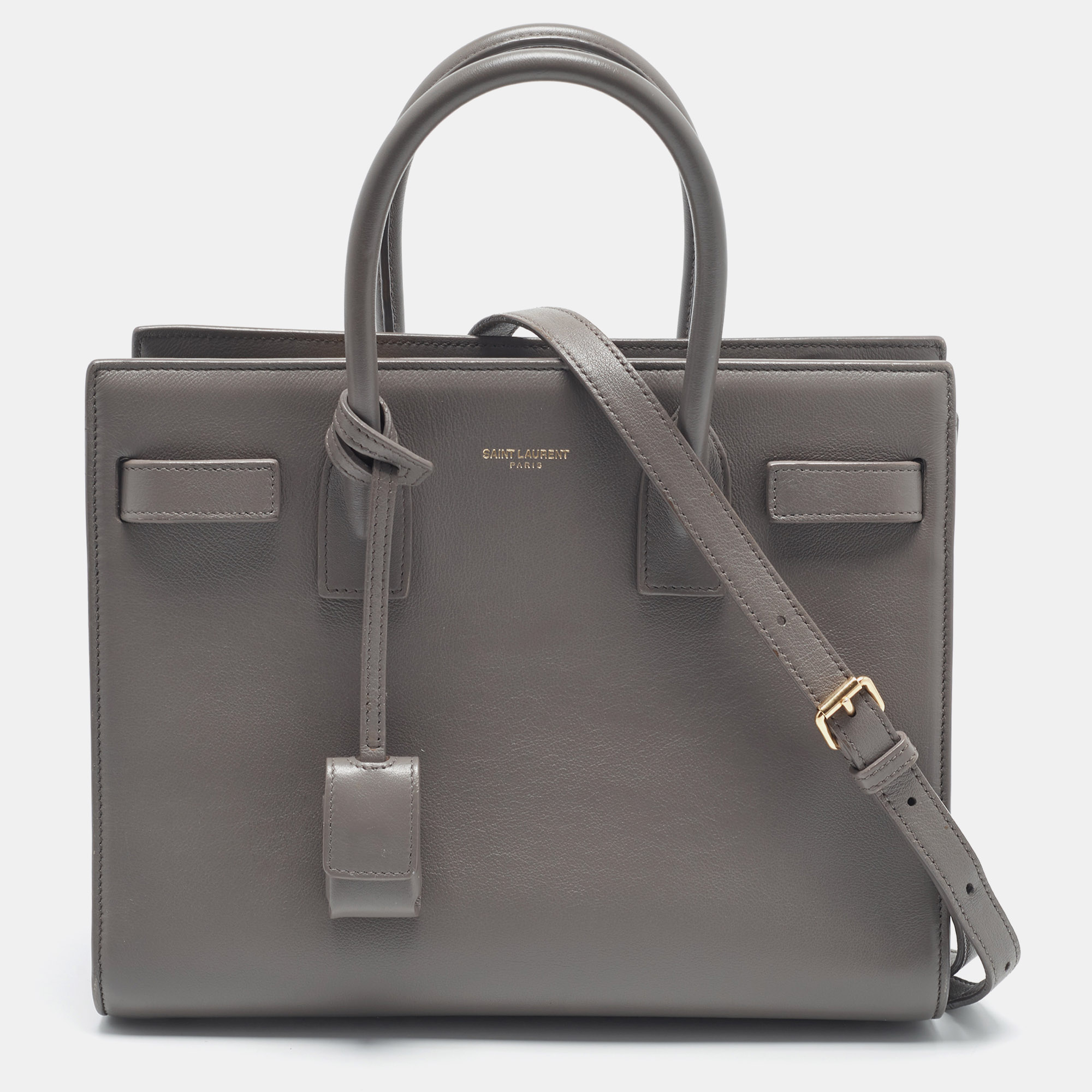 

Saint Laurent Grey Leather Baby Classic Sac De Jour Tote