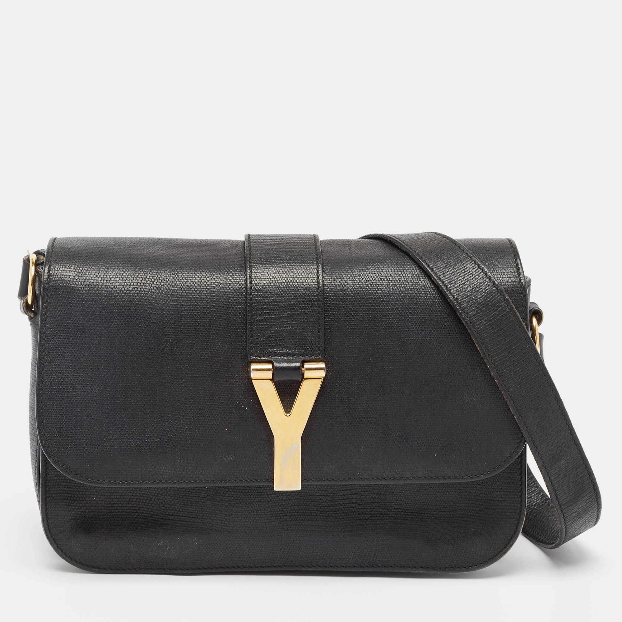 

Saint Laurent Black Leather Ligne Y Crossbody Bag