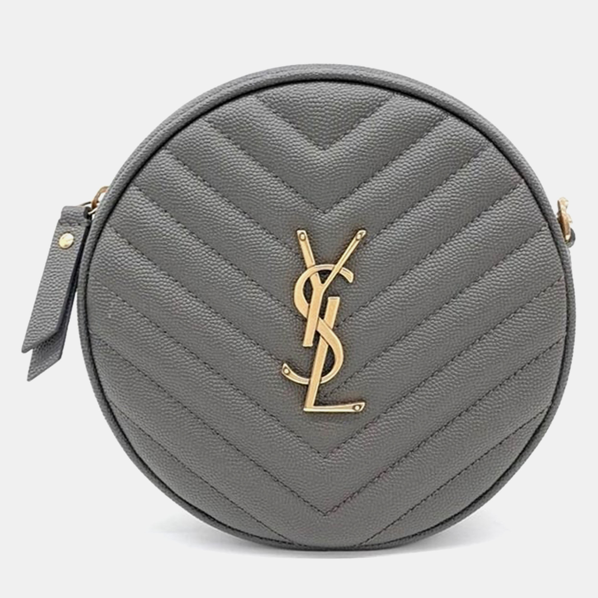 

Saint Laurent Round Camera Crossbody Bag, Grey