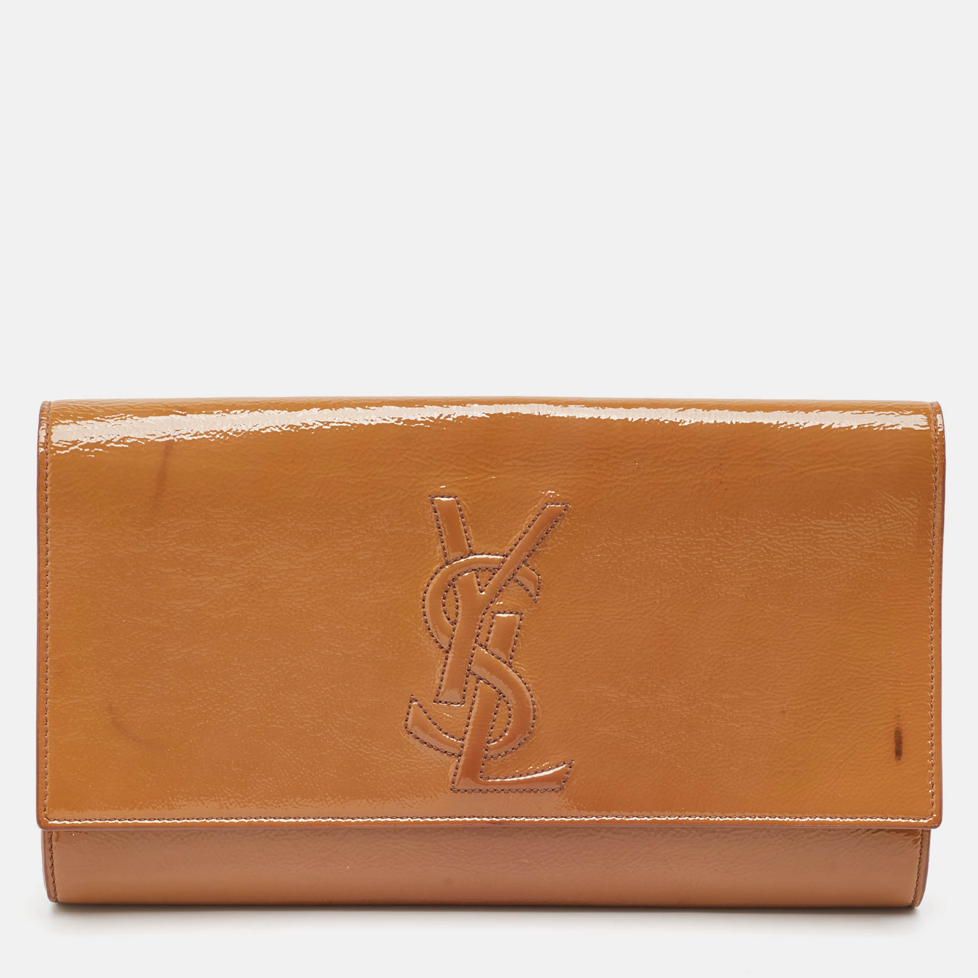 

Saint Laurent Beige Patent Leather Belle De Jour Clutch