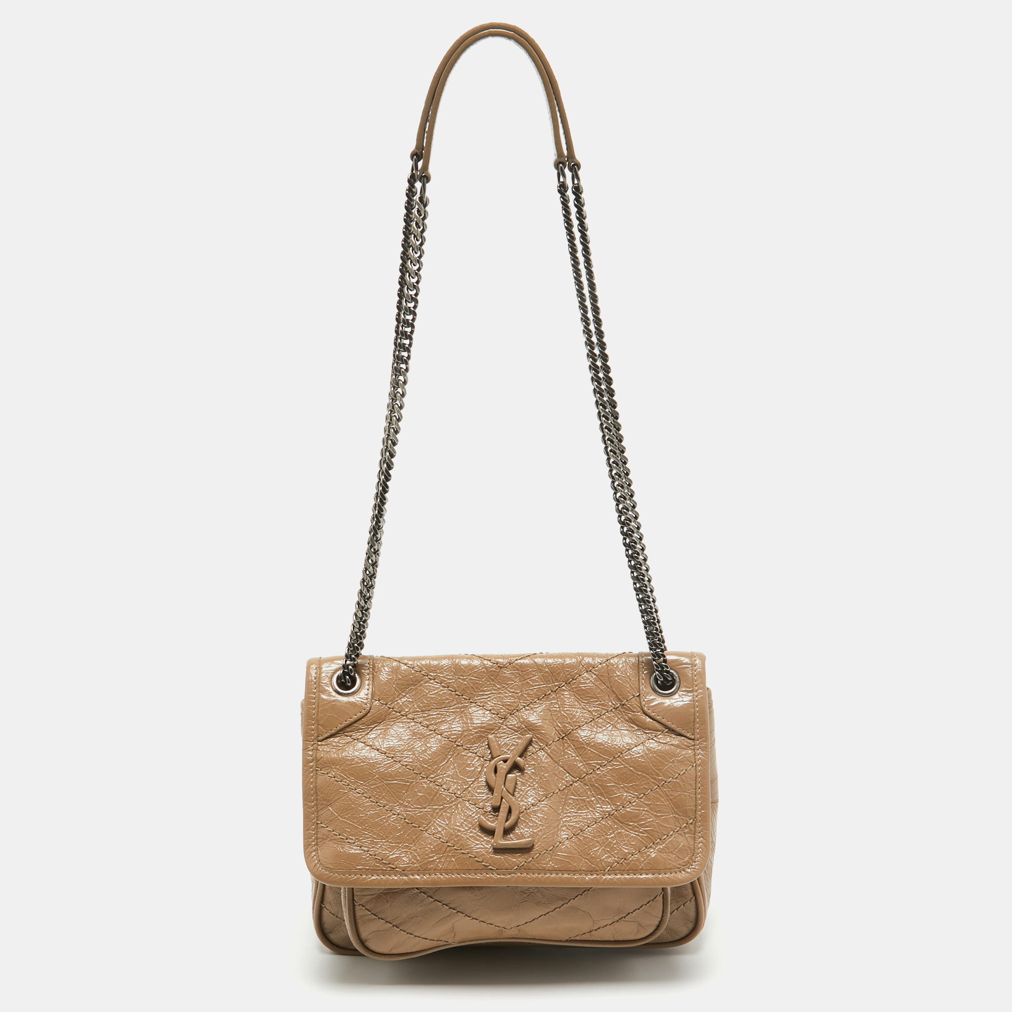 

Saint Laurent Beige Matelassé Leather Baby Niki Chain Shoulder Bag