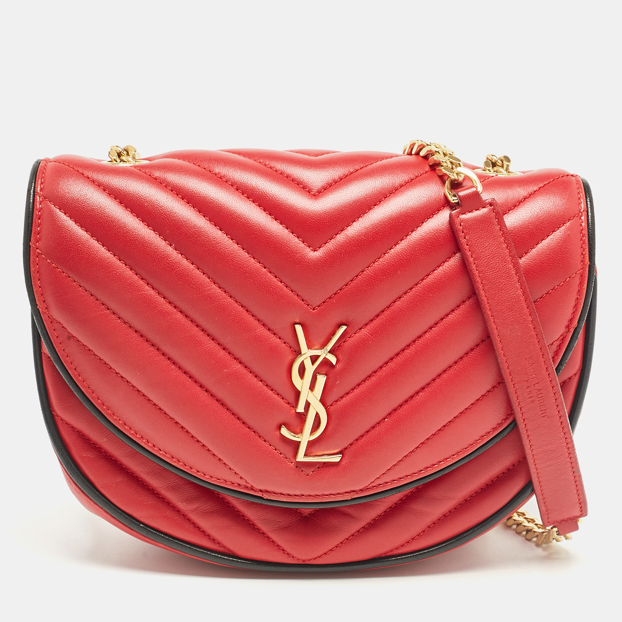 

Saint Laurent Red Matelassé Leather Bubble Flap Crossbody Bag