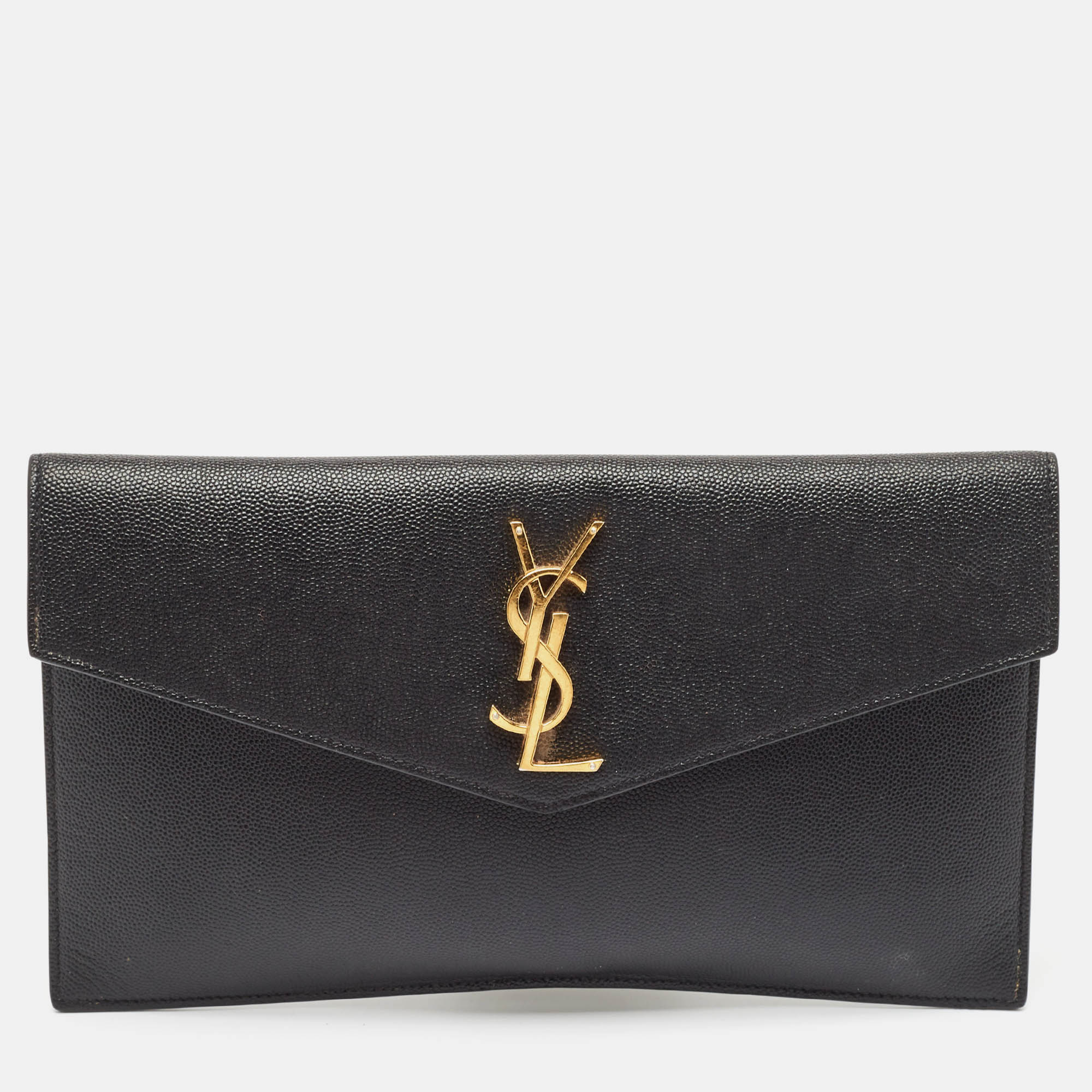 Pre-owned Saint Laurent Black Leather Uptown Pouch